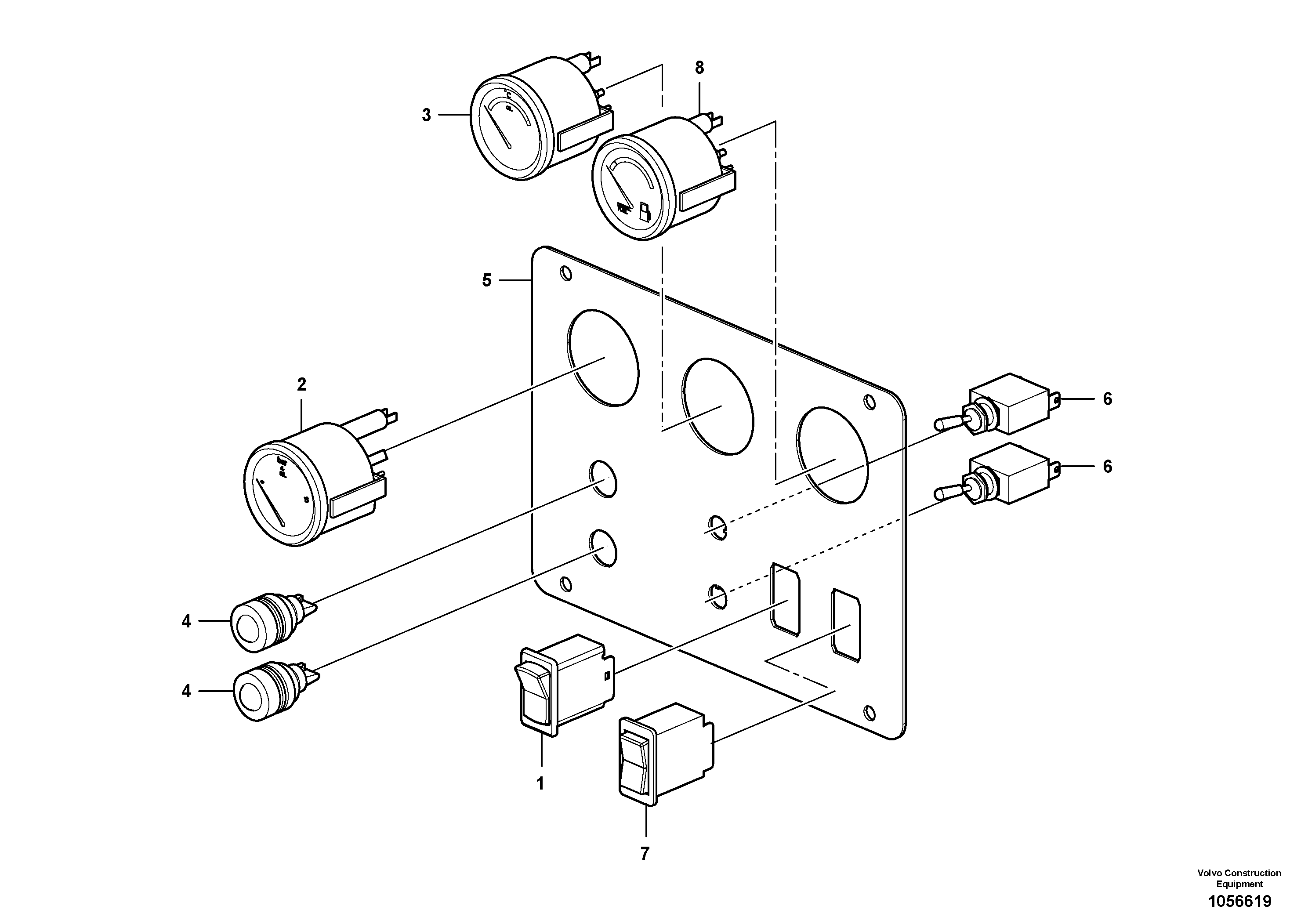 Схема запчастей Volvo SD110C/SD110 - 88958 Instrument panel, right 