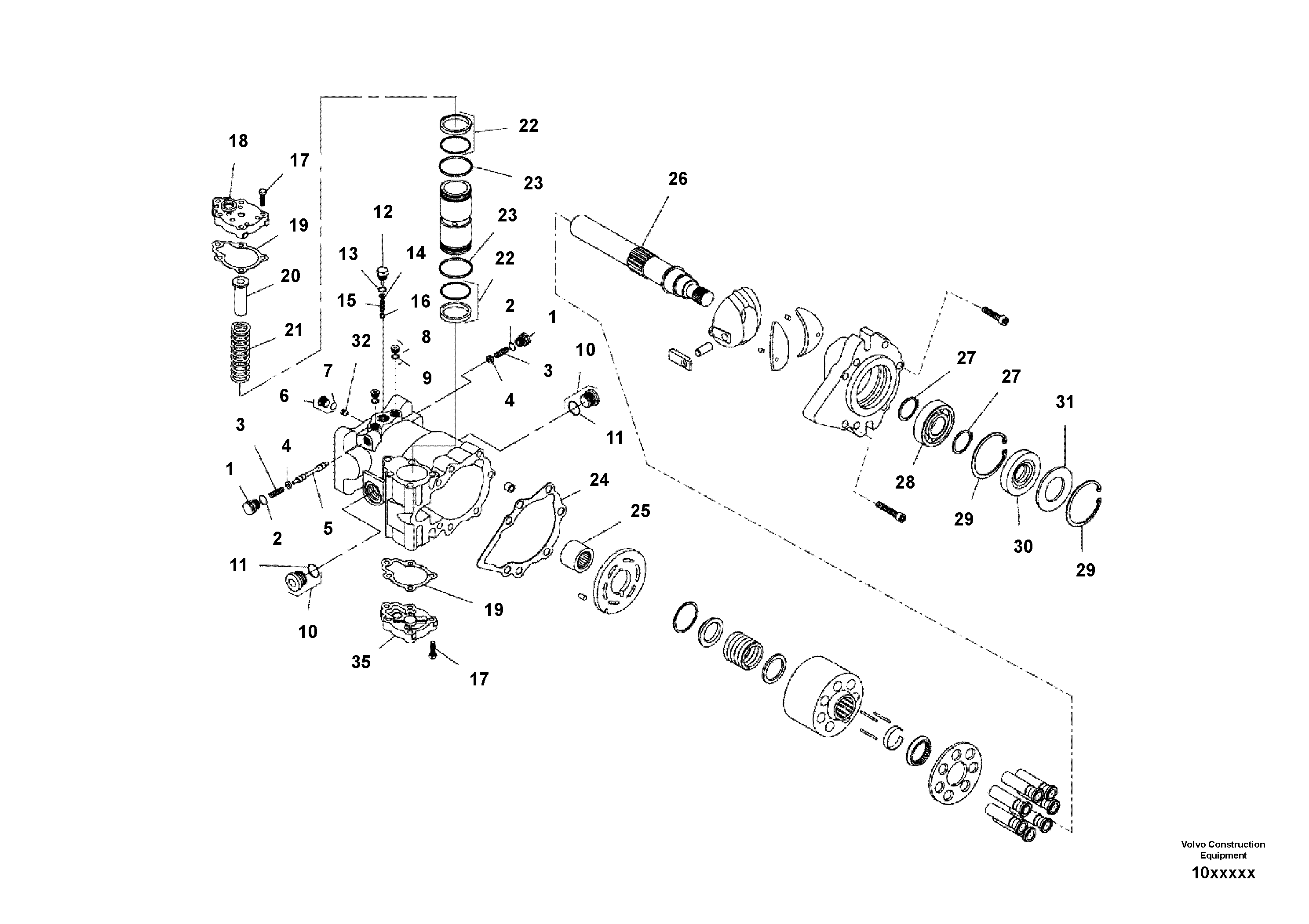 Схема запчастей Volvo SD110C/SD110 - 104975 Axle Drive Motor 