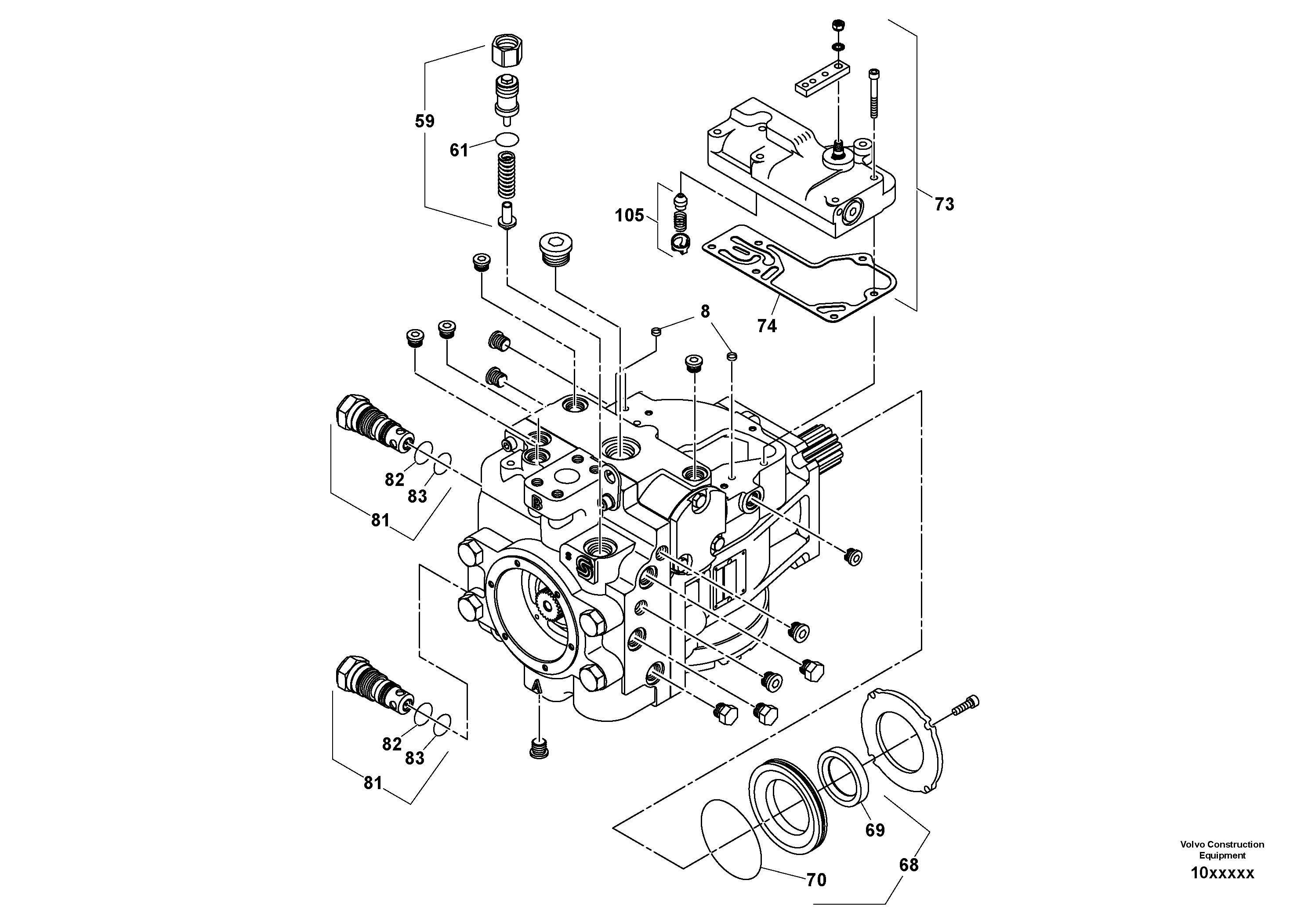 Схема запчастей Volvo SD110C/SD110 - 86718 Propulsion Pump 