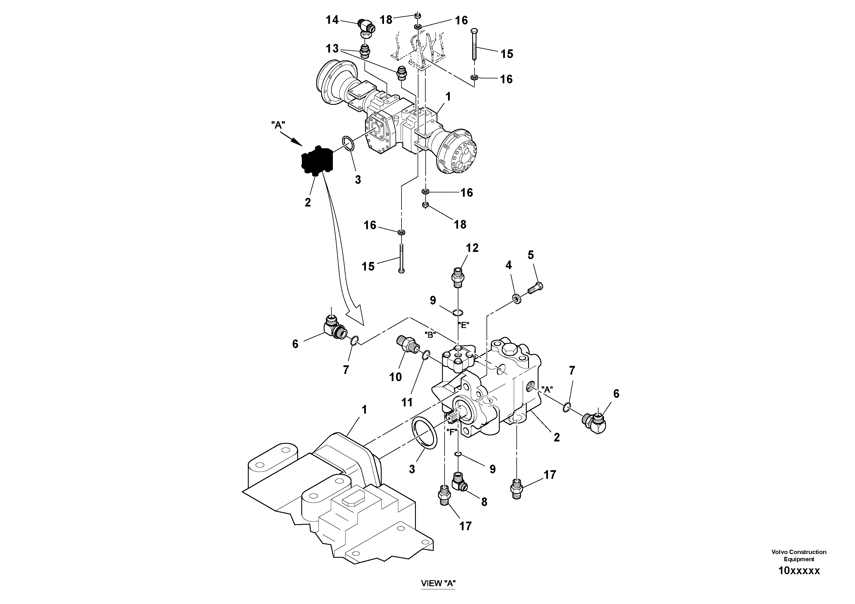 Схема запчастей Volvo SD110C/SD110 - 100941 Установка моста 