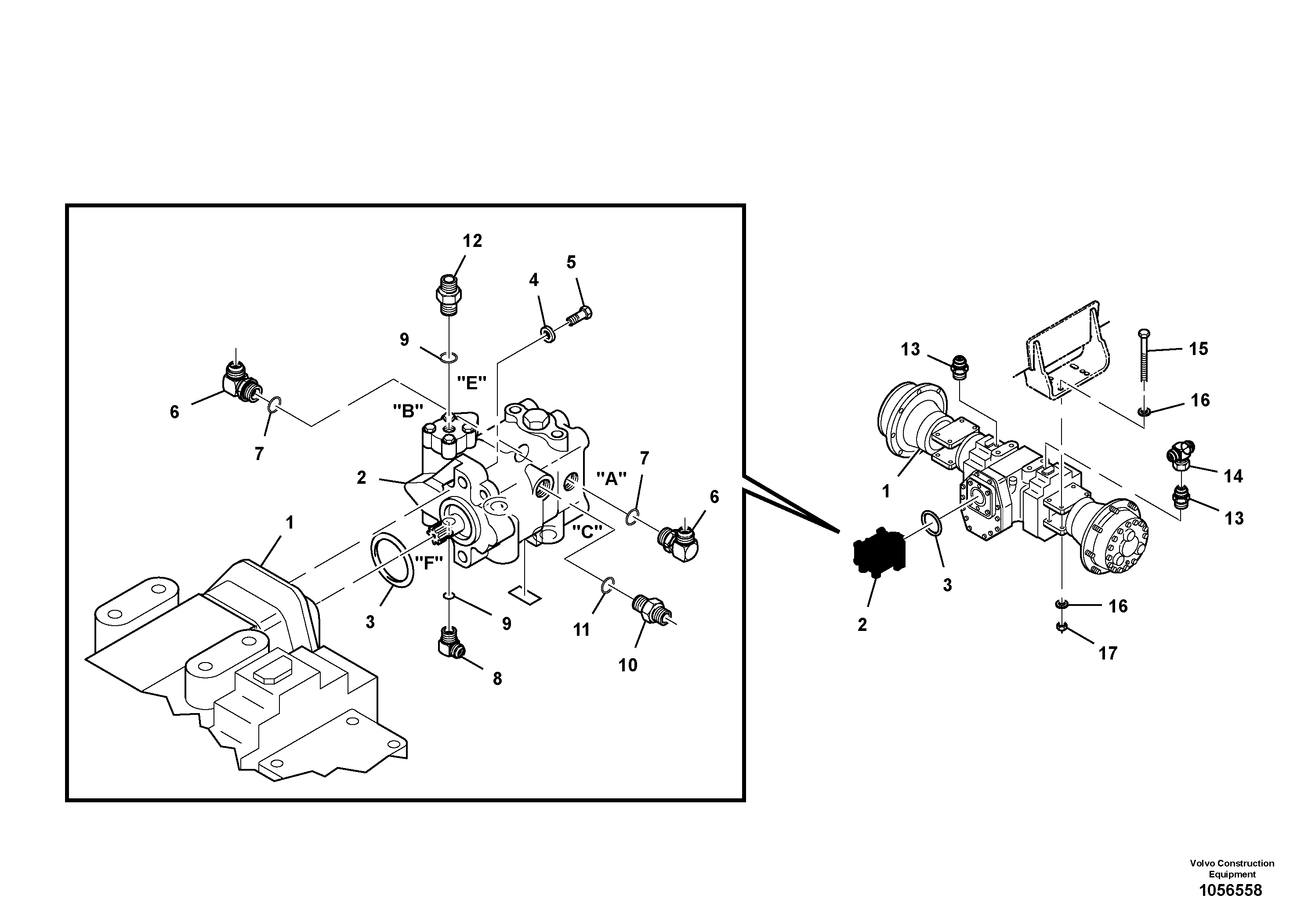 Схема запчастей Volvo SD110C/SD110 - 105957 Установка моста 