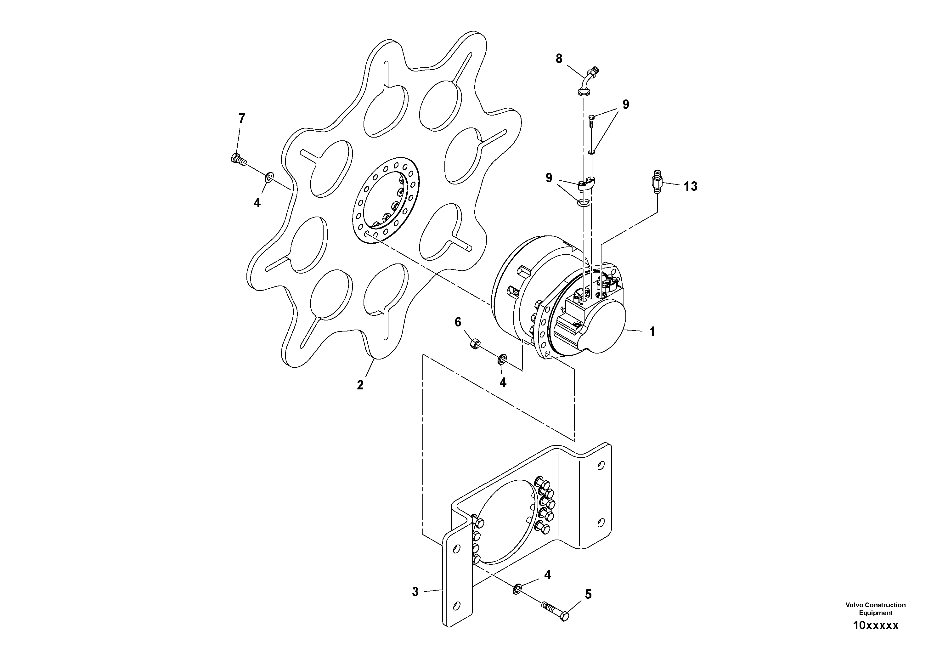 Схема запчастей Volvo SD110C/SD110 - 101809 Drum Drive Assembly 
