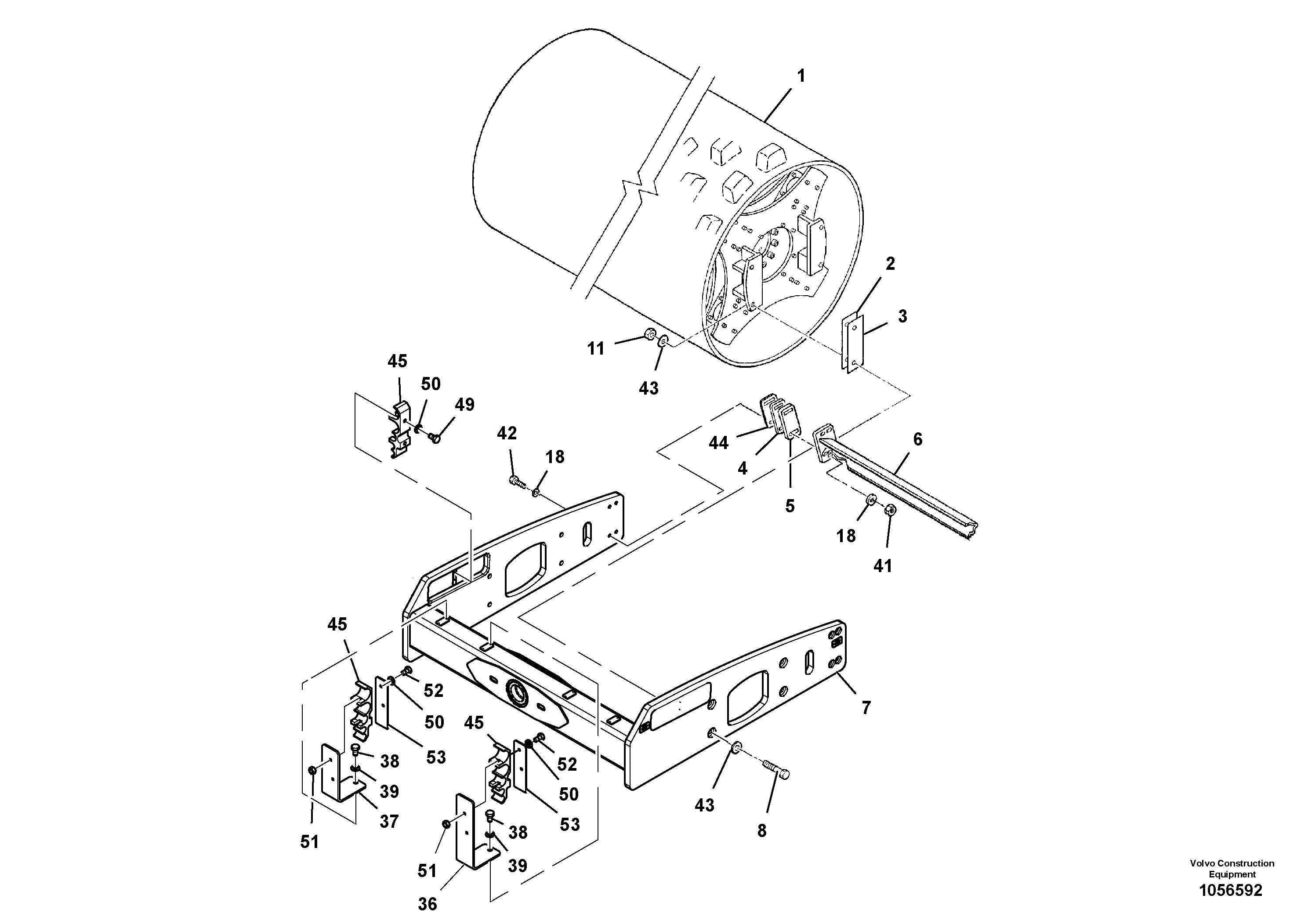 Схема запчастей Volvo SD110C/SD110 - 95375 Drum Installation 