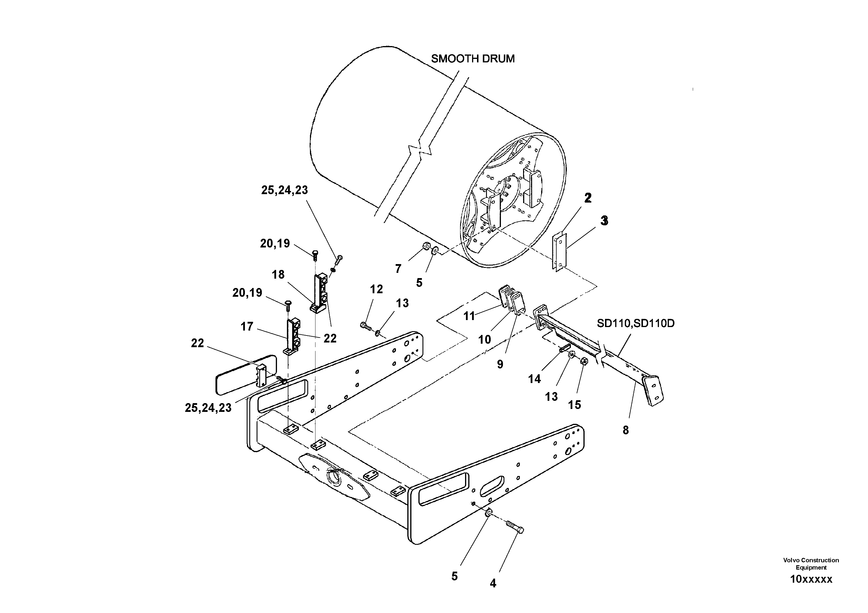 Схема запчастей Volvo SD110C/SD110 - 97789 Drum Installation 