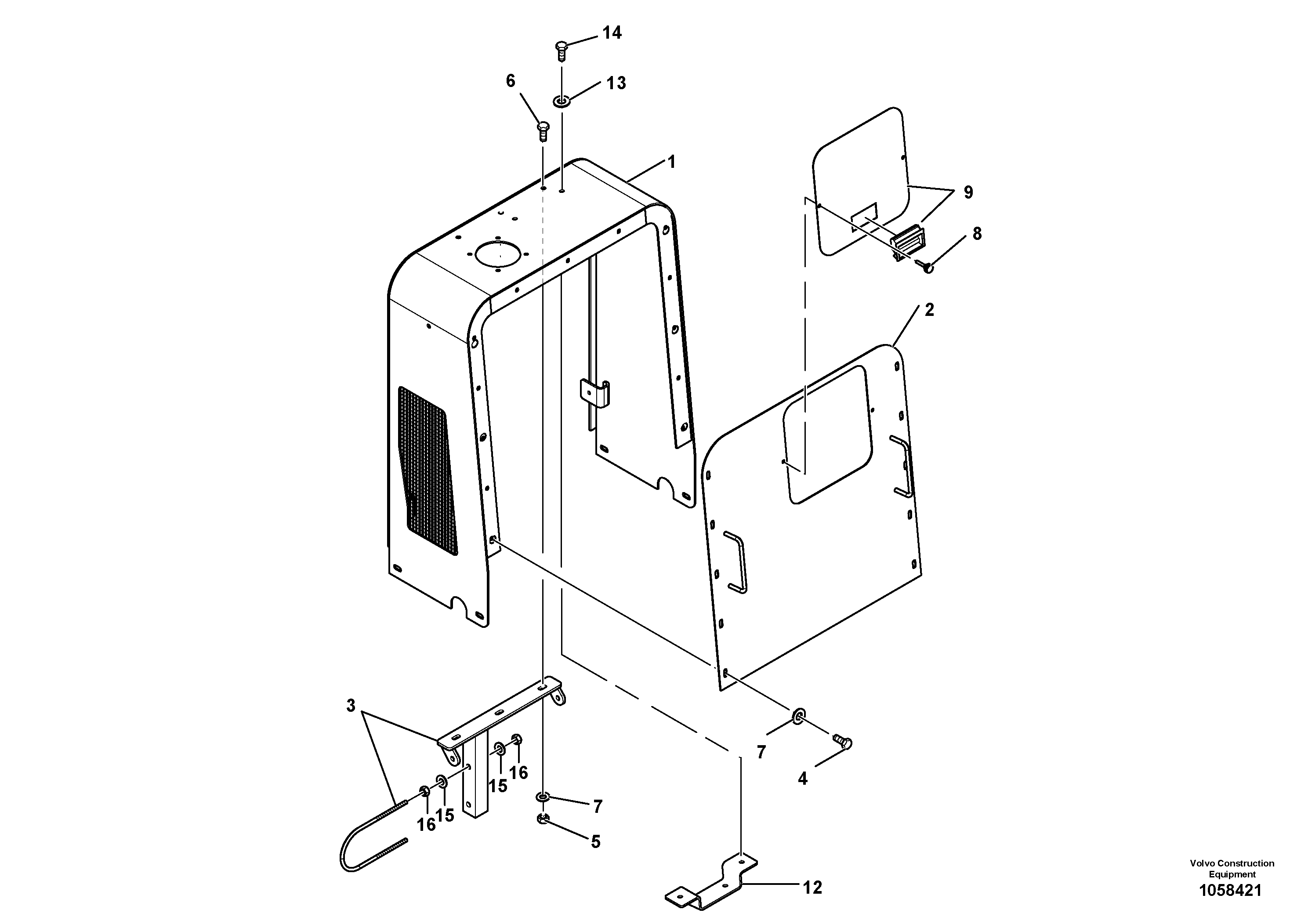 Схема запчастей Volvo SD110C/SD110 - 102985 Hood Installation 
