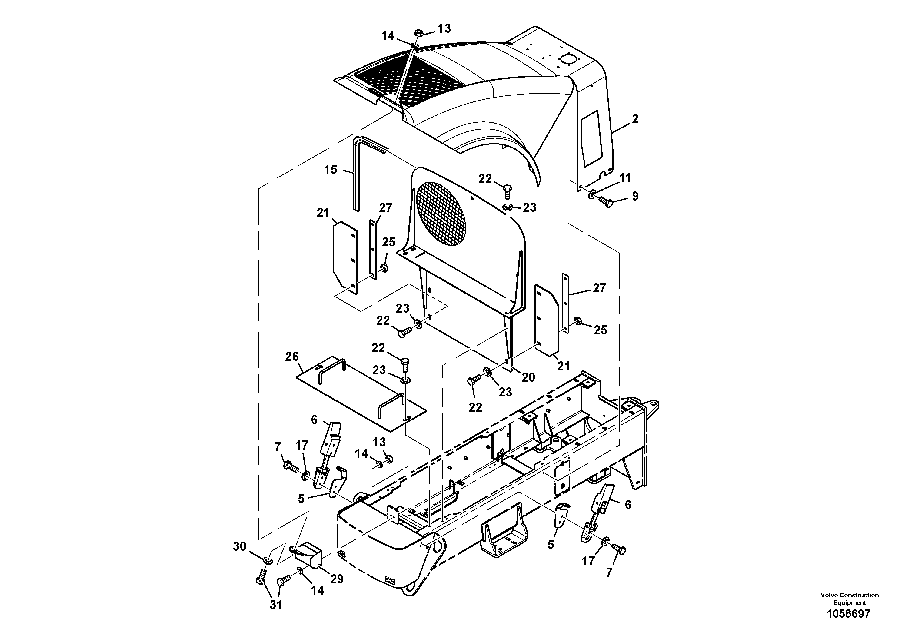Схема запчастей Volvo SD110C/SD110 - 106708 Hood Installation 