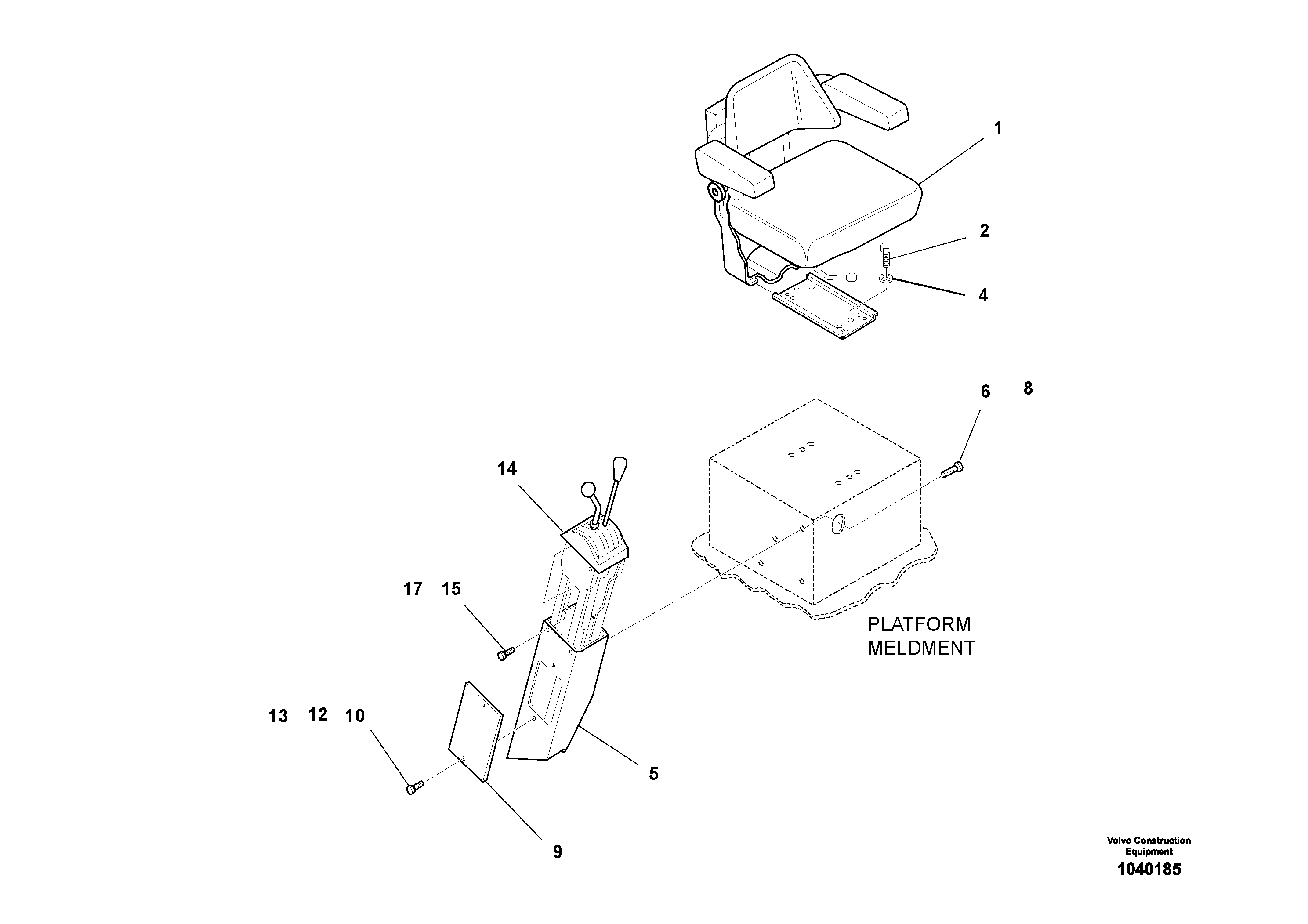 Схема запчастей Volvo SD110C/SD110 - 95421 Seat Installation 