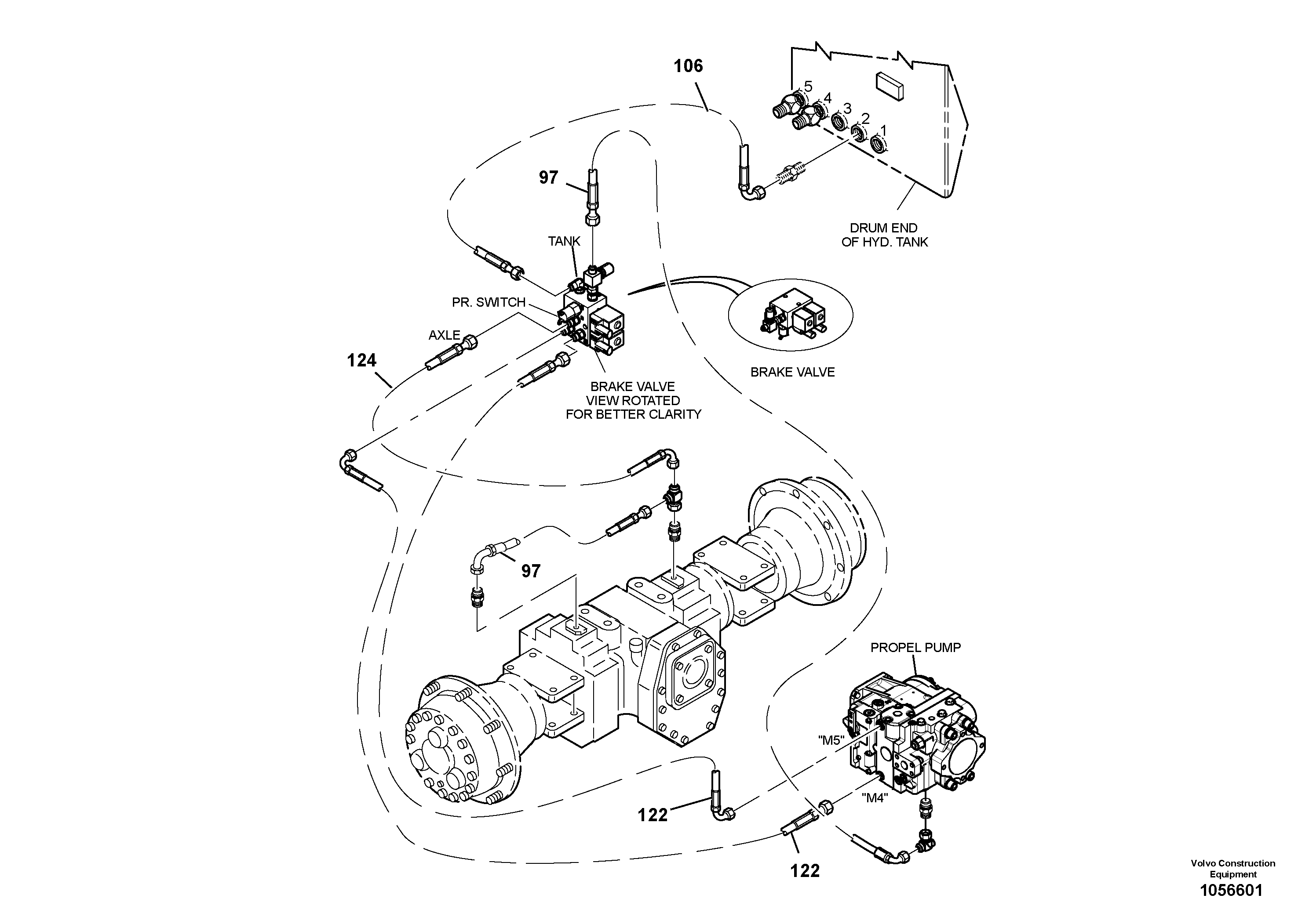 Схема запчастей Volvo SD110C/SD110 - 102298 Brake Hoses Installation 