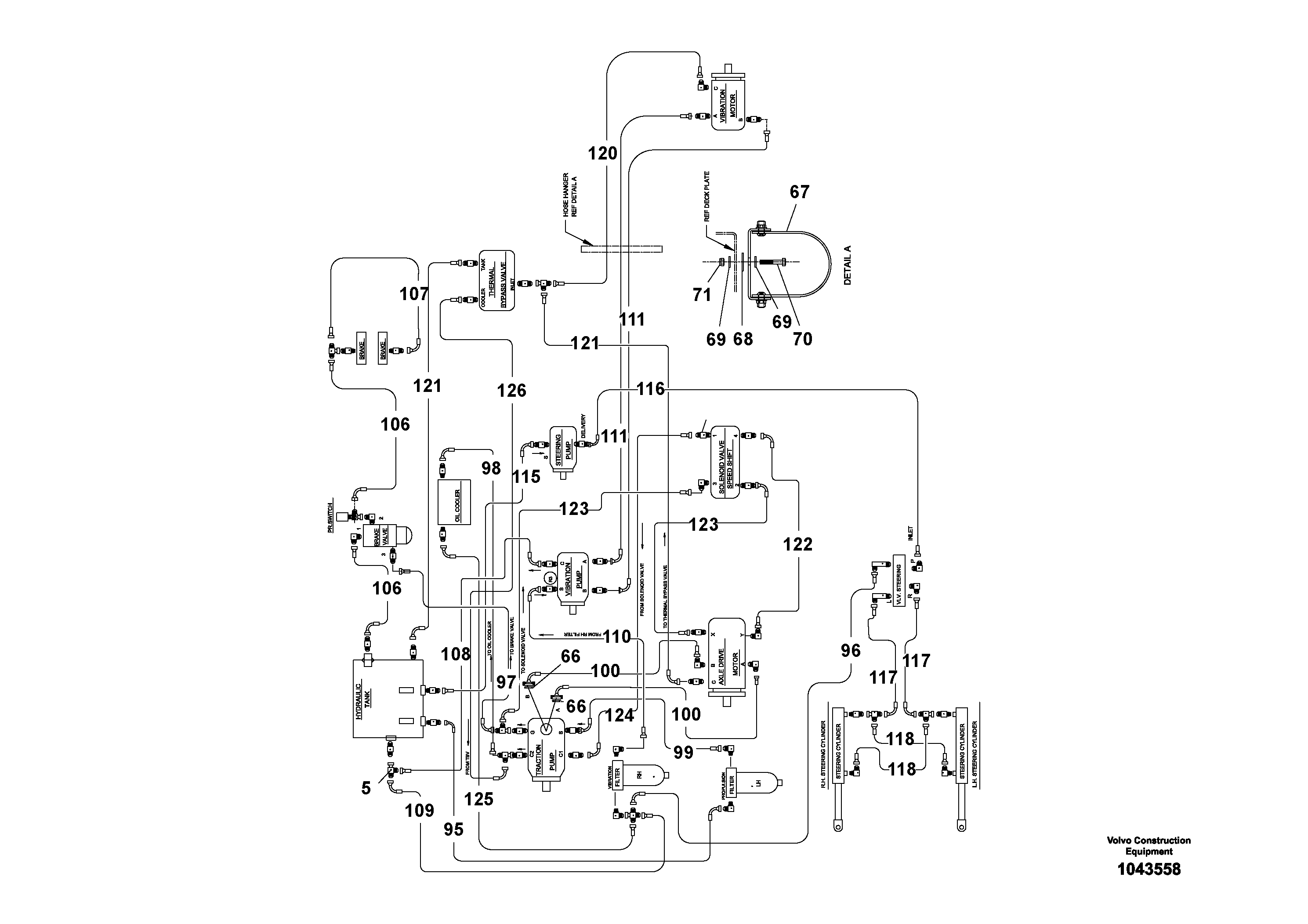Схема запчастей Volvo SD110C/SD110 - 102687 Hydraulic Piping 