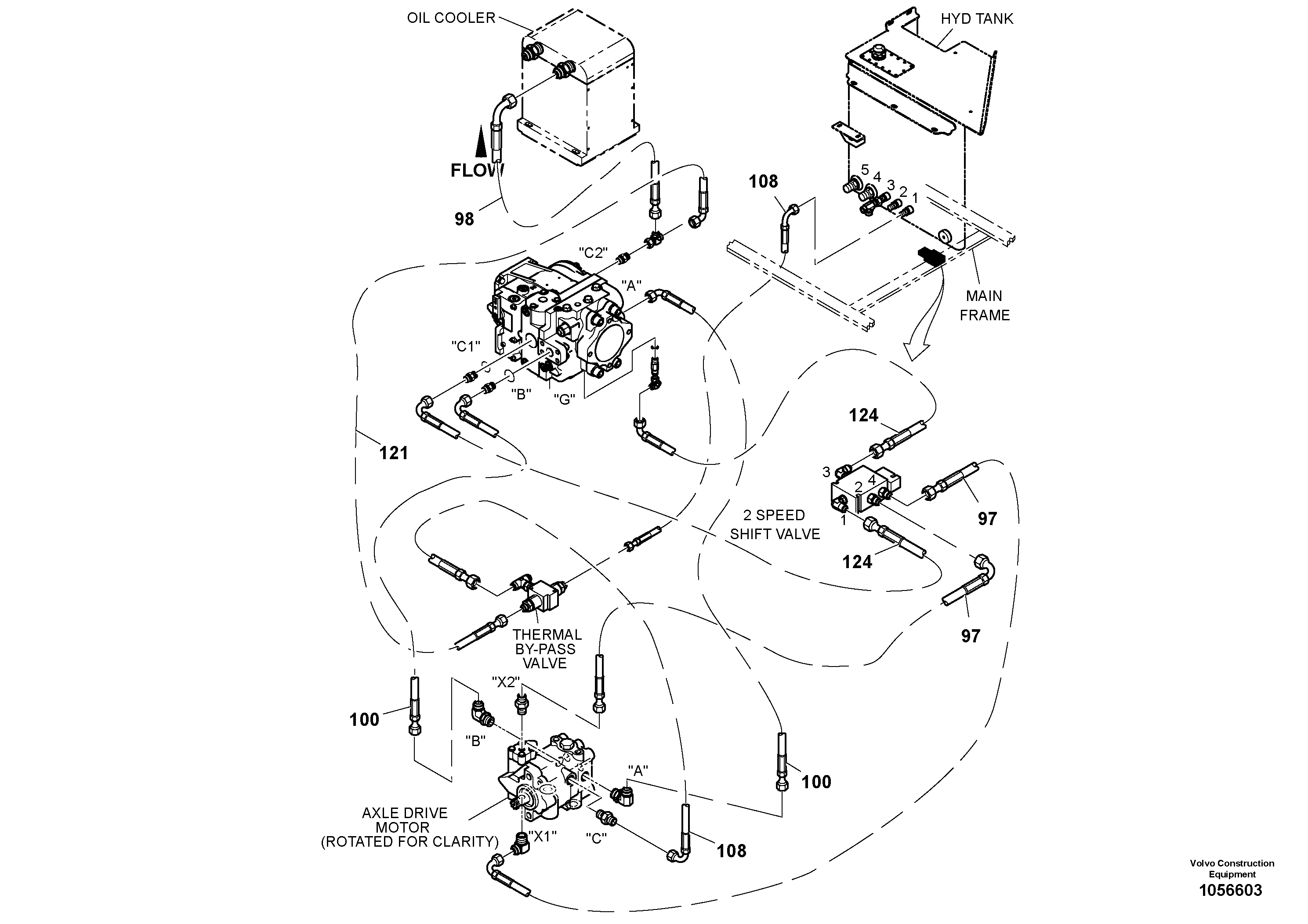 Схема запчастей Volvo SD110C/SD110 - 102710 Steering Hoses Installation 