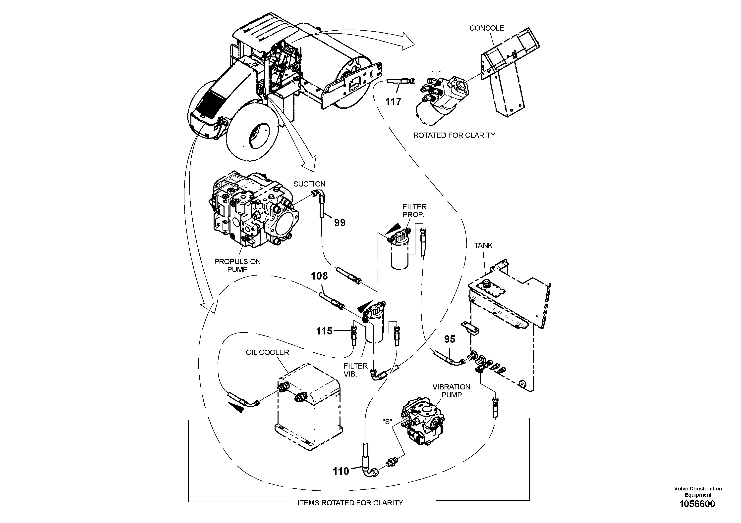Схема запчастей Volvo SD110C/SD110 - 89236 Filter Hoses Installation 