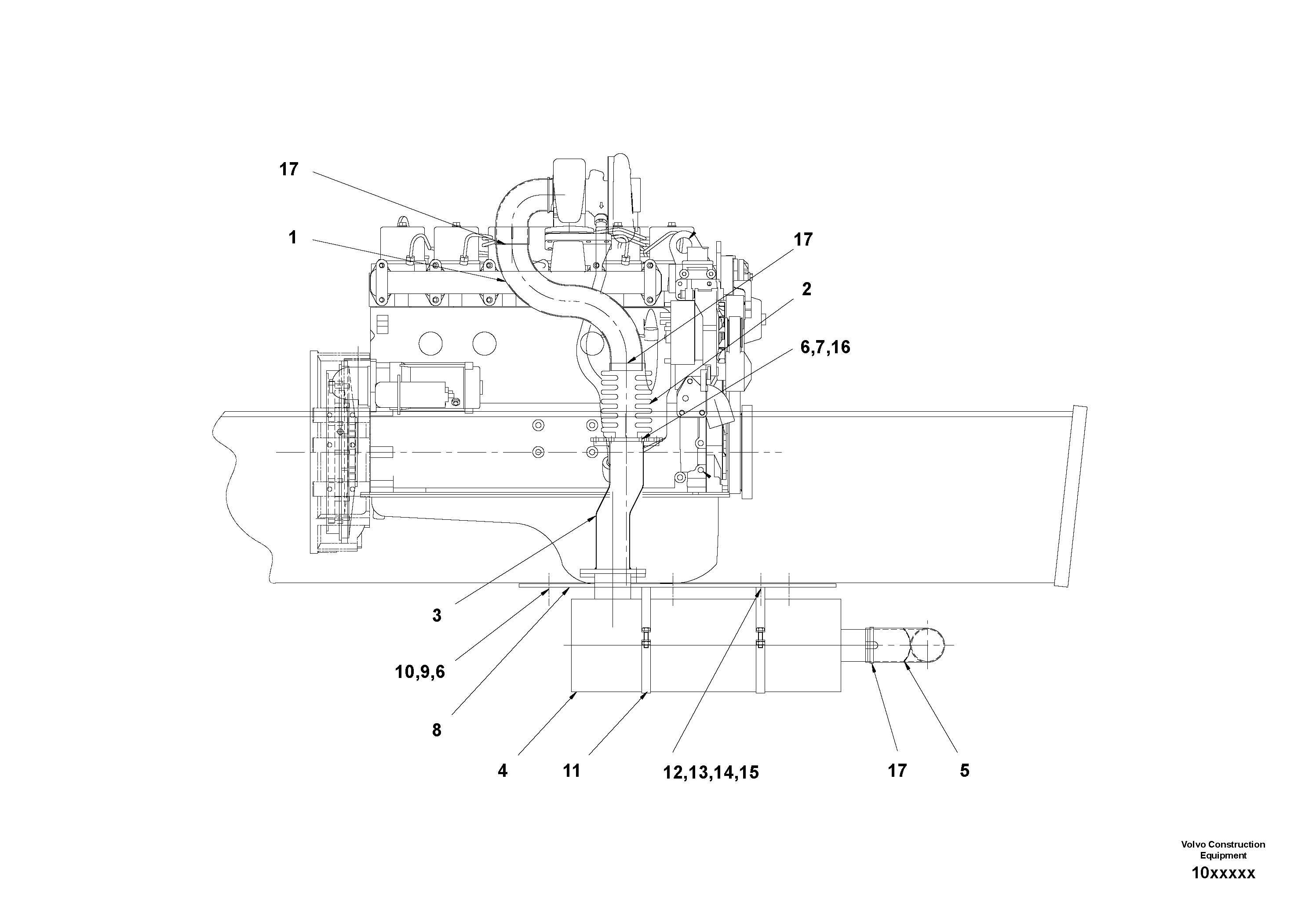 Схема запчастей Volvo SD150 S/N 0815001023 - - 48798 Assembly and Mounting Exhaust Muffler 