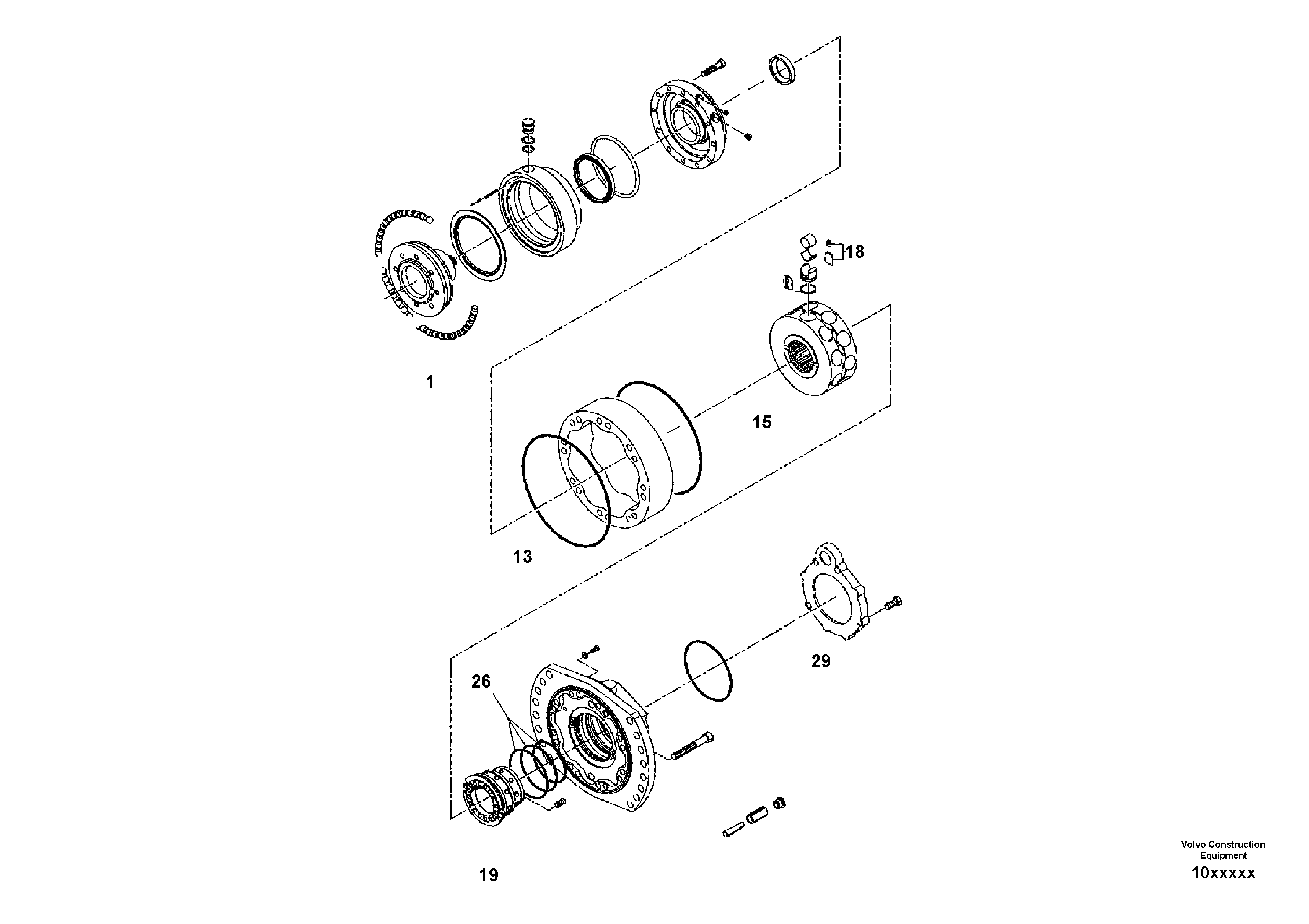 Схема запчастей Volvo SD150 S/N 0815001023 - - 49070 Drum Drive Motor 