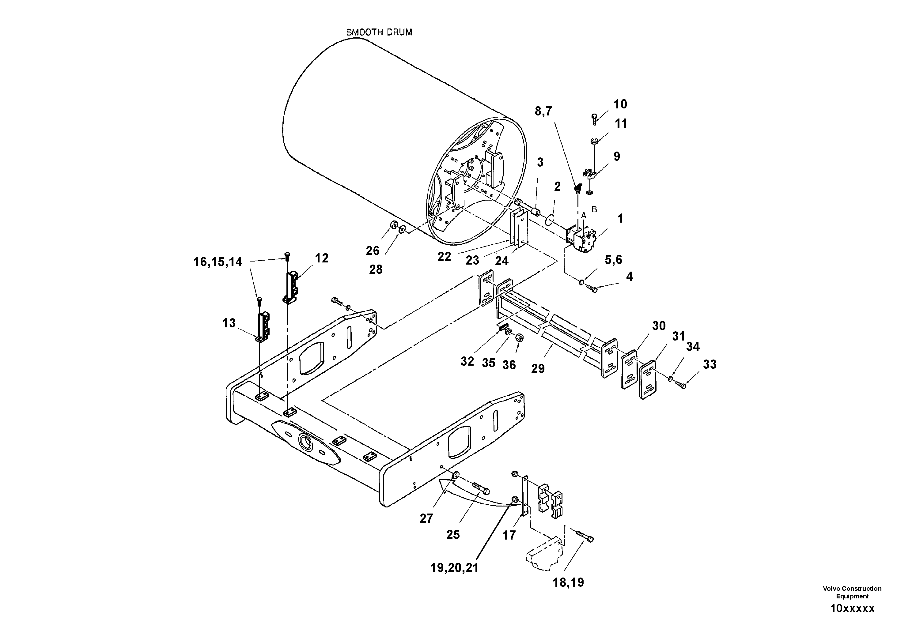 Схема запчастей Volvo SD150 S/N 0815001023 - - 54733 Installation Drum 