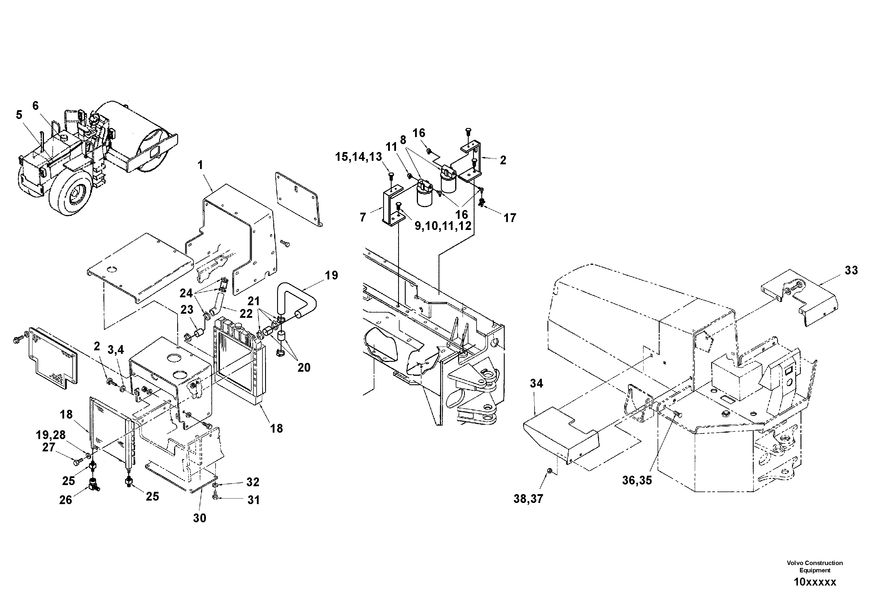 Схема запчастей Volvo SD150 S/N 0815001023 - - 54734 Installation Cowling 
