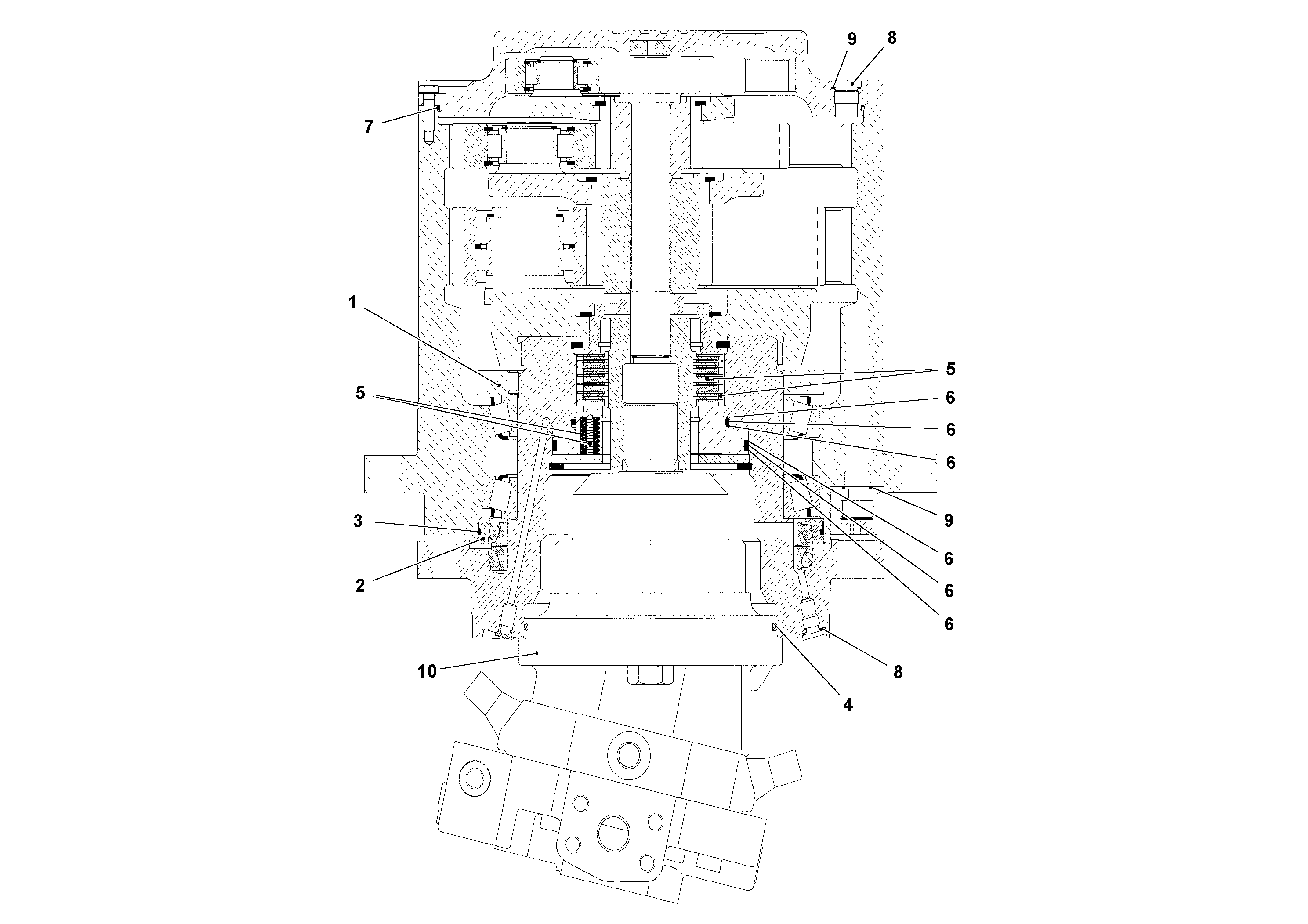 Схема запчастей Volvo SD160DX/SD190/SD200 S/N 197386 - - 94887 Drum Drive Motor 