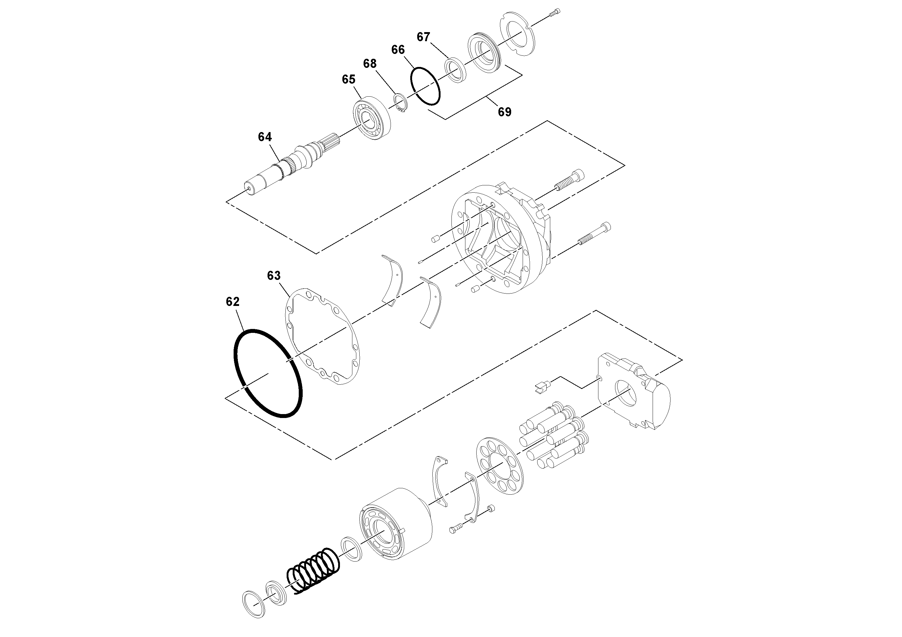 Схема запчастей Volvo SD160DX/SD190/SD200 S/N 197386 - - 99937 Axle Drive Motor 