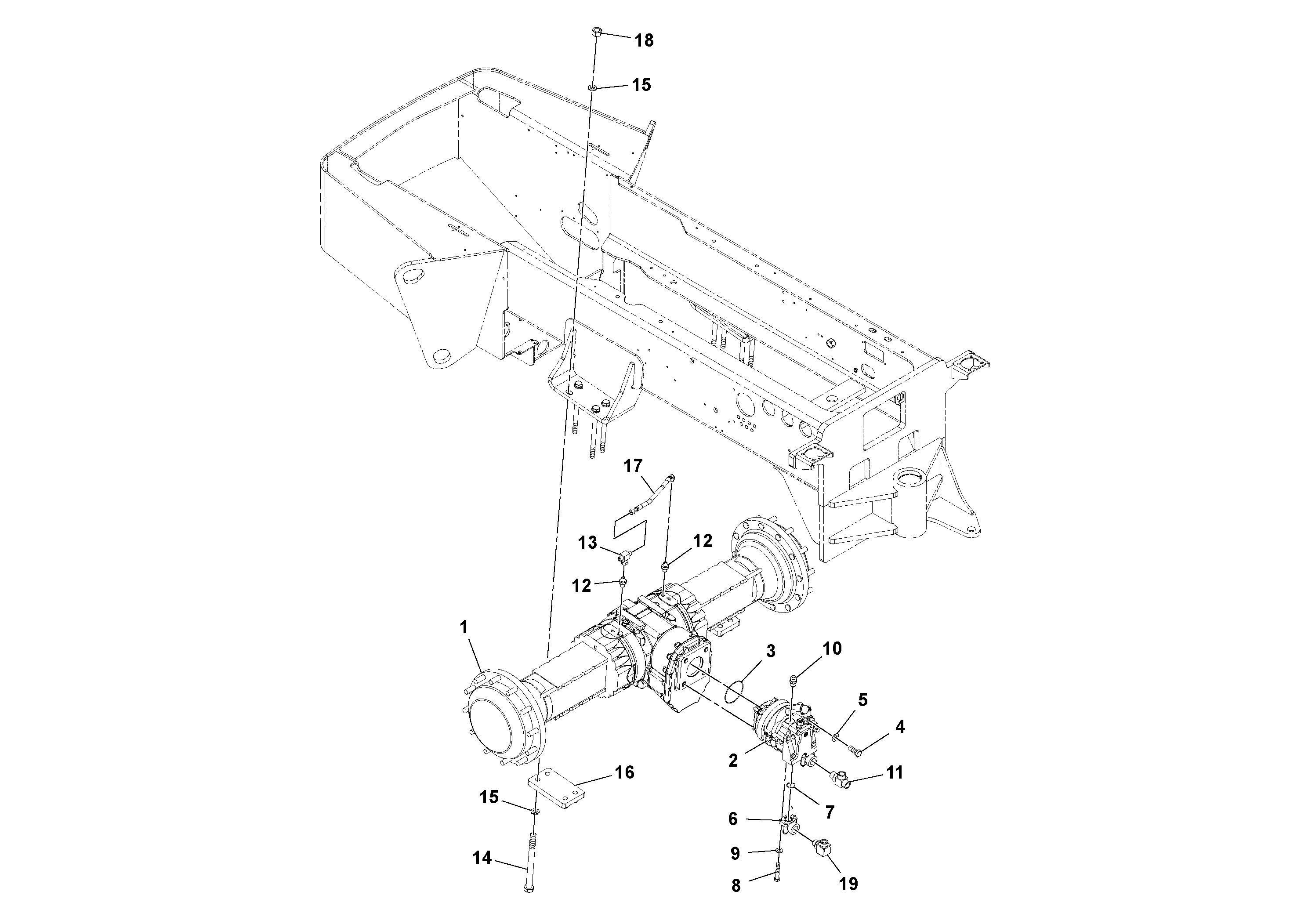 Схема запчастей Volvo SD160DX/SD190/SD200 S/N 197386 - - 100088 Установка моста 