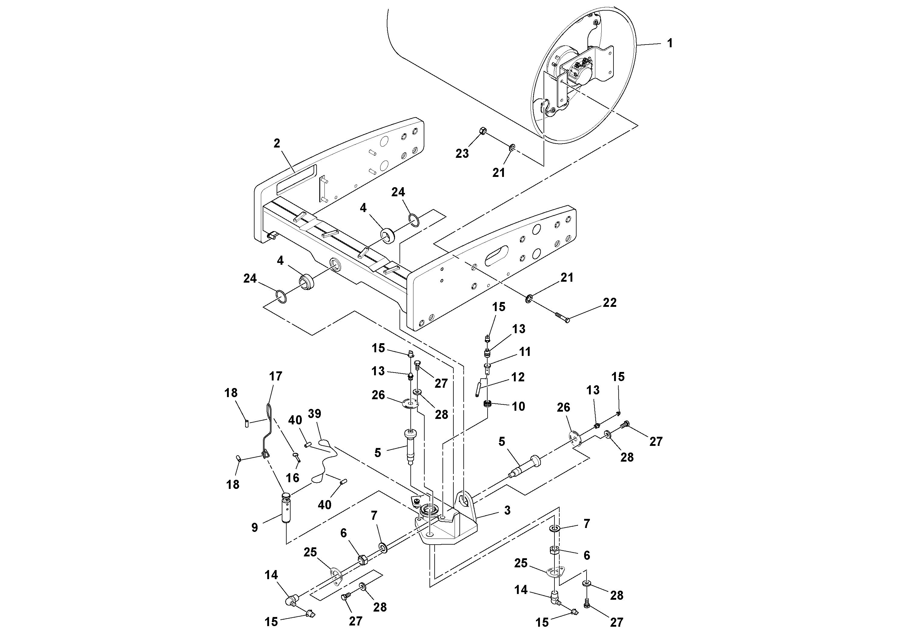 Схема запчастей Volvo SD160DX/SD190/SD200 S/N 197386 - - 91492 Front Frame Installation 