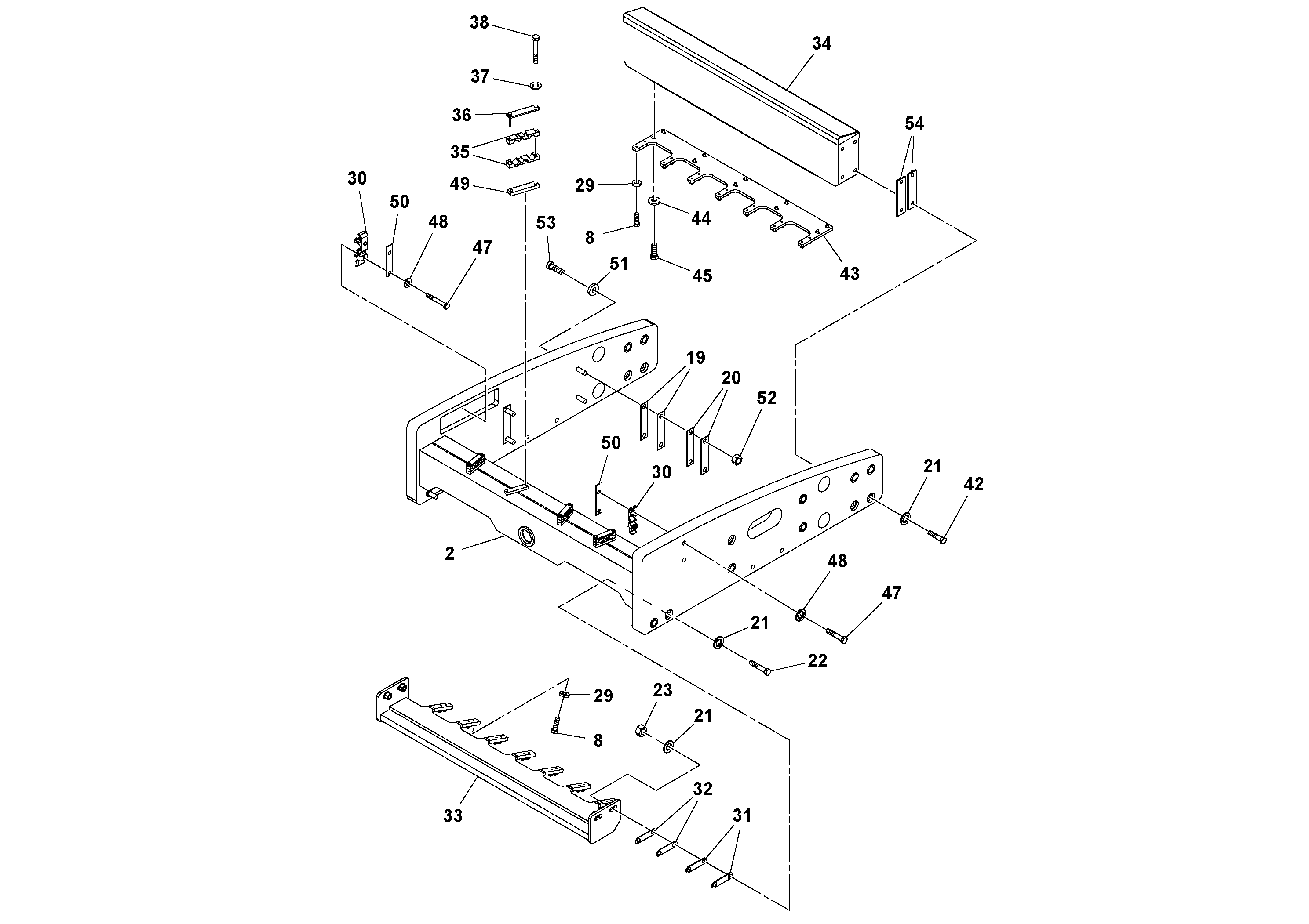 Схема запчастей Volvo SD160DX/SD190/SD200 S/N 197386 - - 92982 Front Frame Installation 