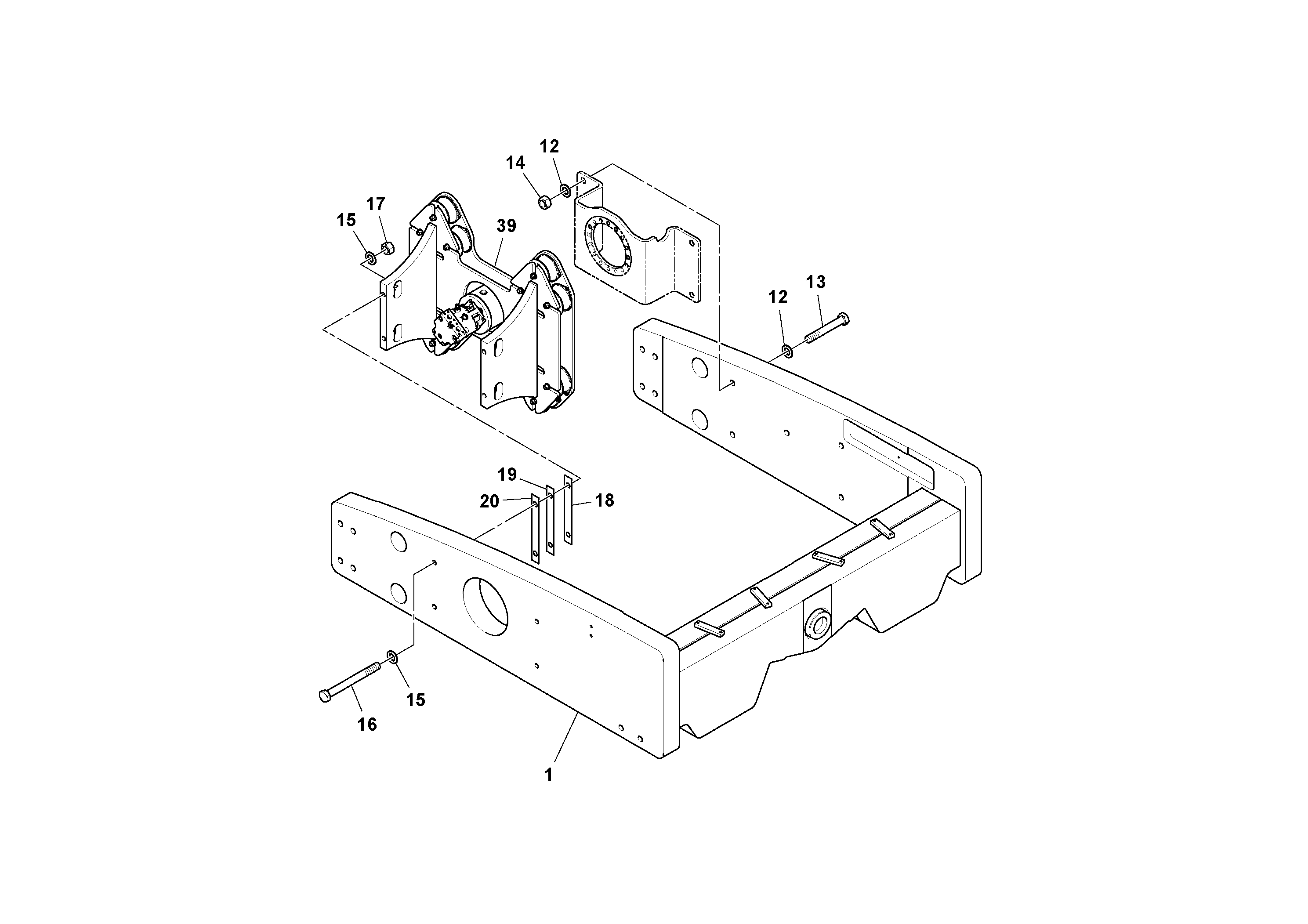 Схема запчастей Volvo SD160DX/SD190/SD200 S/N 197386 - - 97887 Front Frame Installation 