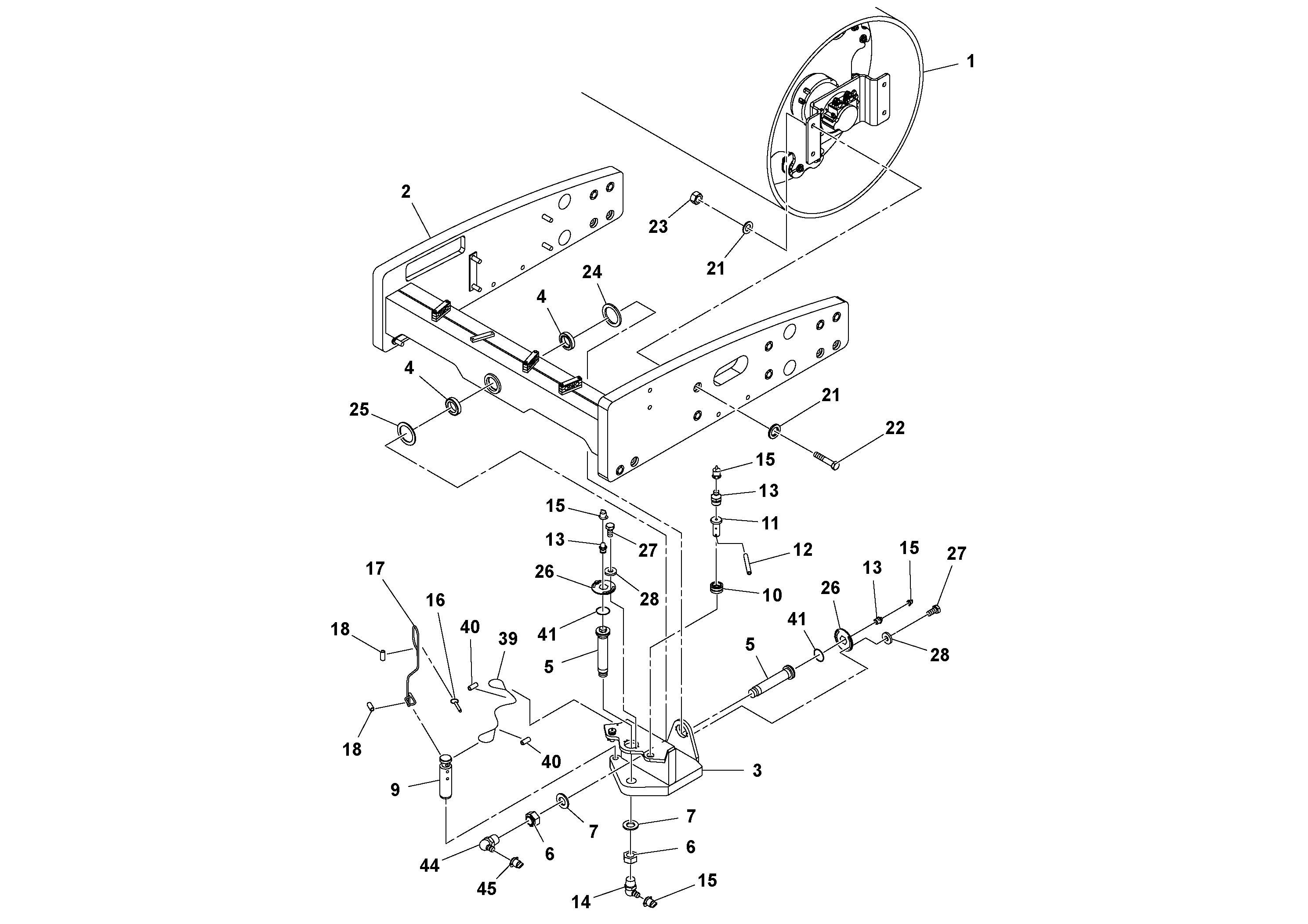 Схема запчастей Volvo SD160DX/SD190/SD200 S/N 197386 - - 98805 Front Frame Installation 