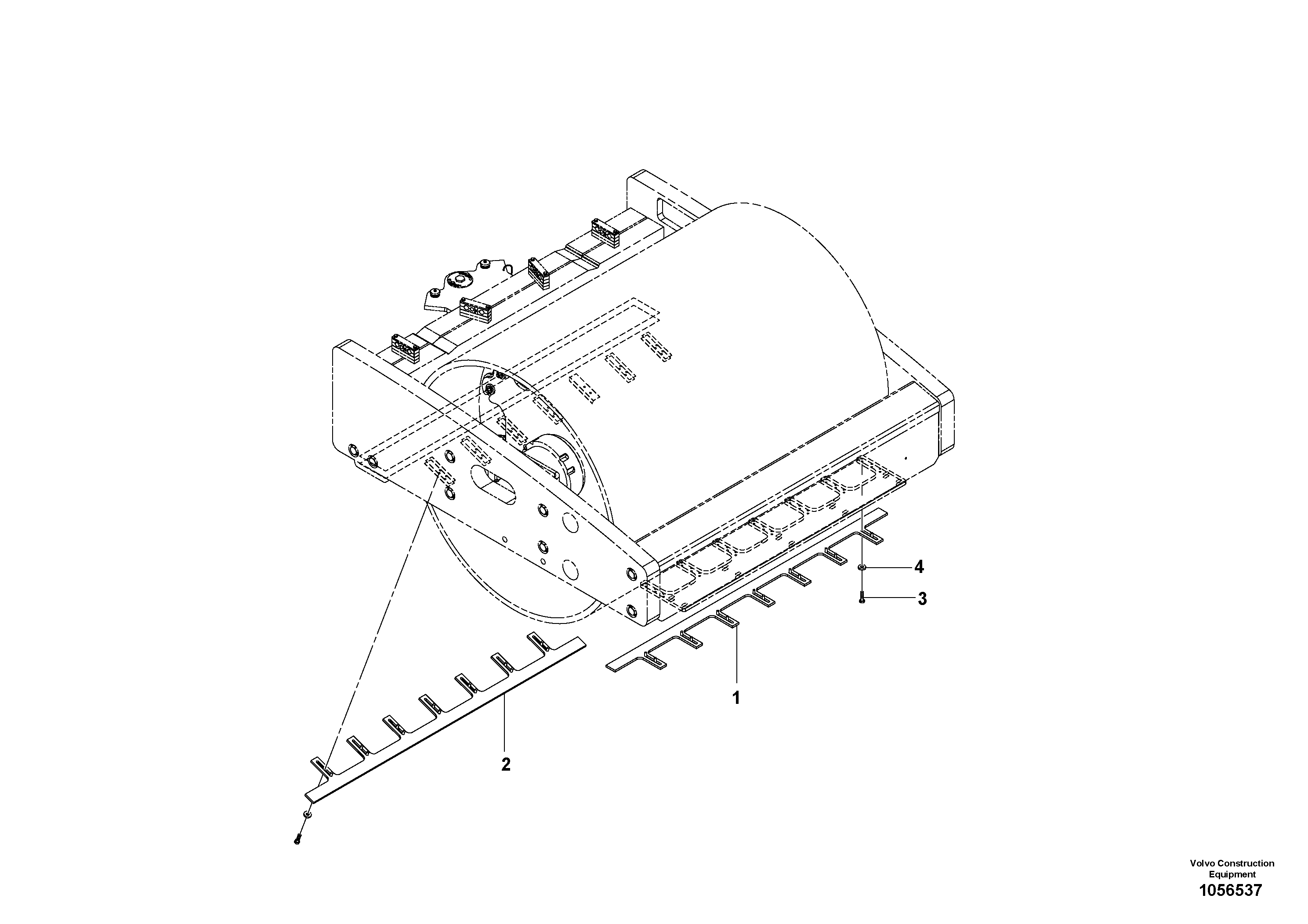 Схема запчастей Volvo SD160DX/SD190/SD200 S/N 197386 - - 93891 Smooth Drum Scraper Installation 