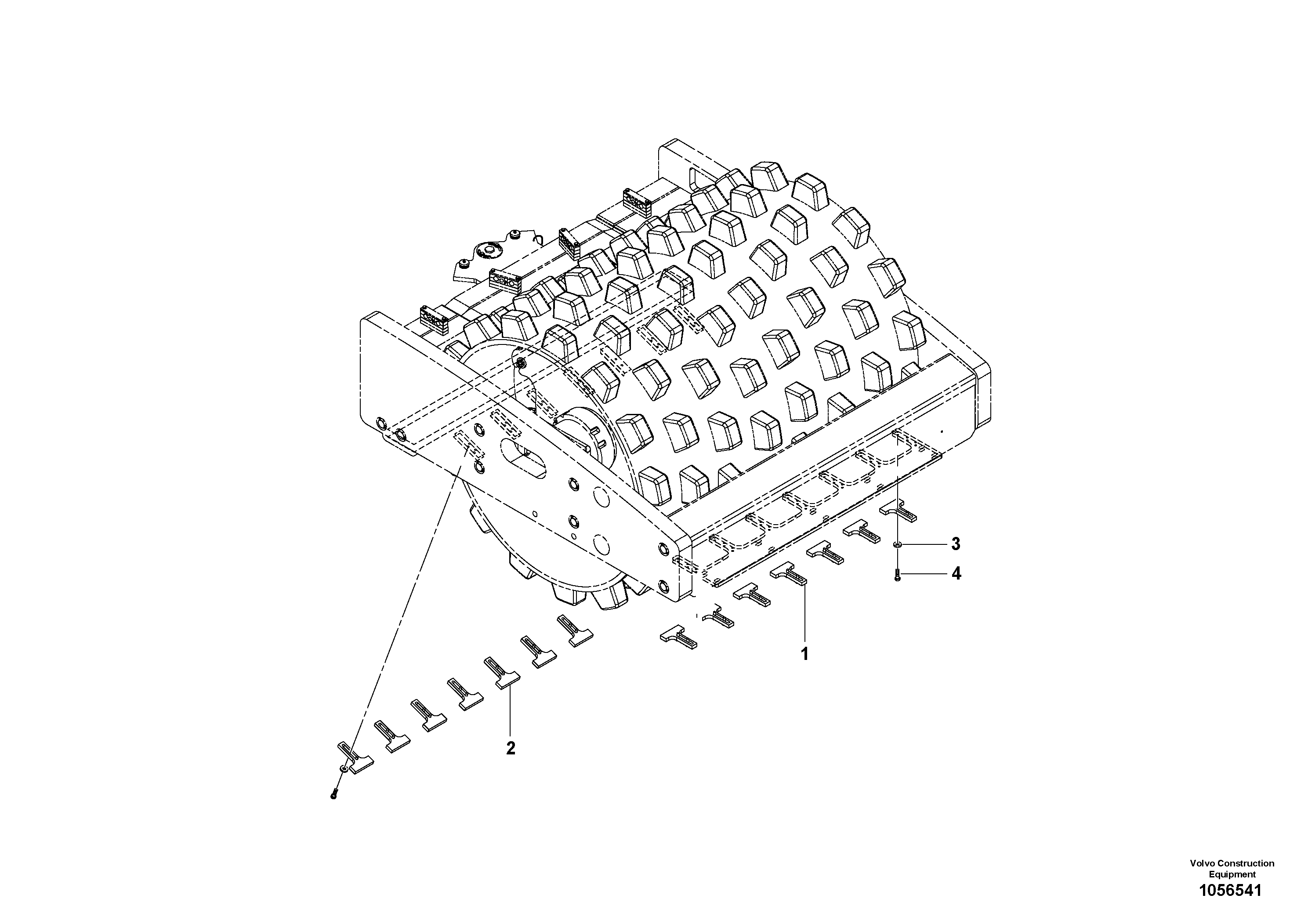 Схема запчастей Volvo SD160DX/SD190/SD200 S/N 197386 - - 94132 Padfoot Drum Scraper Installation 