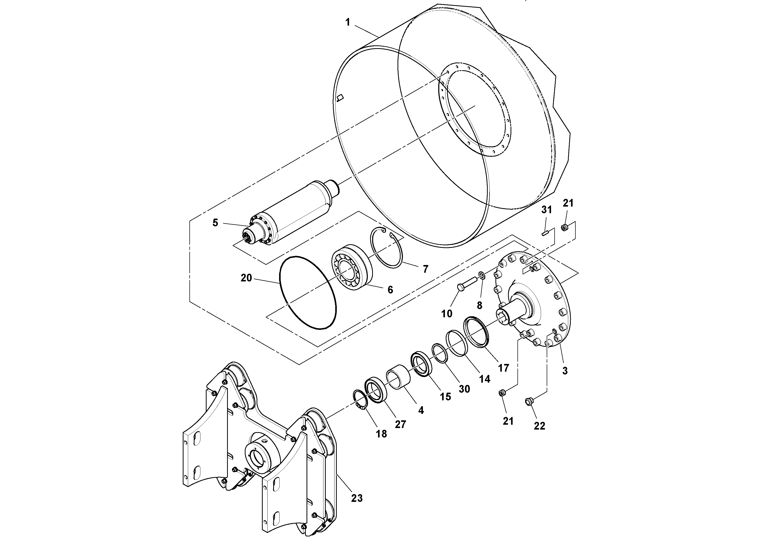 Схема запчастей Volvo SD160DX/SD190/SD200 S/N 197386 - - 95960 Drum Assembly 