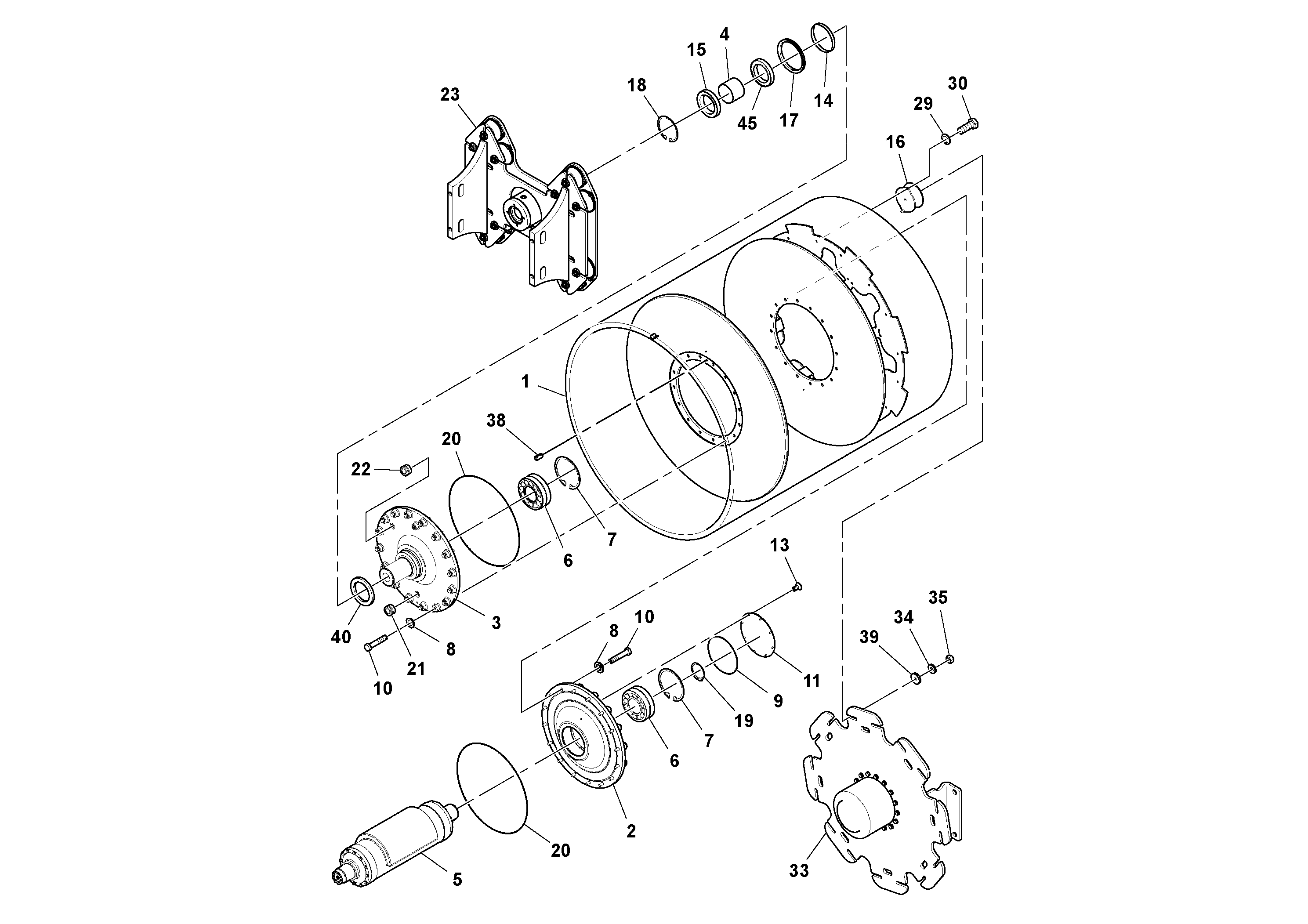 Схема запчастей Volvo SD160DX/SD190/SD200 S/N 197386 - - 97215 Drum Assembly 