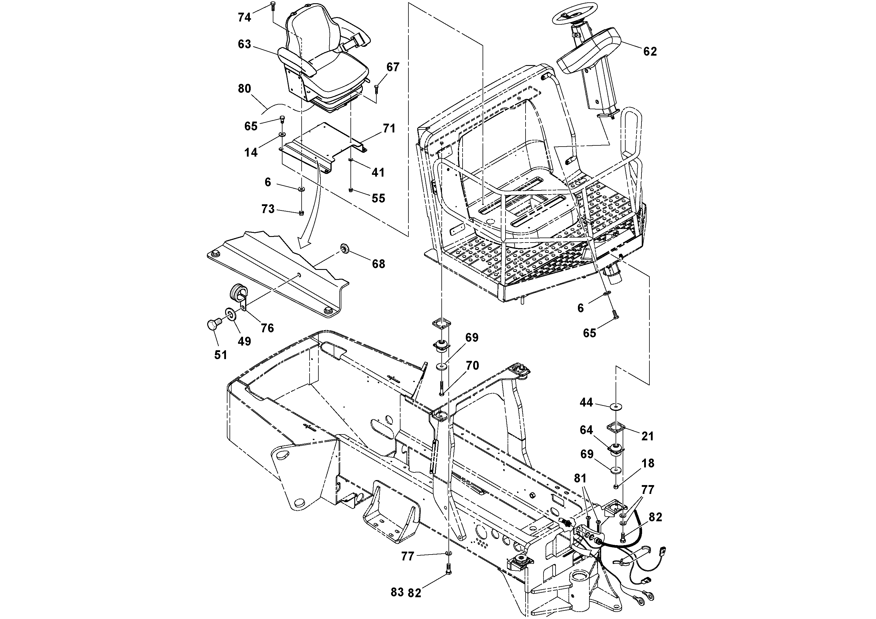 Схема запчастей Volvo SD160DX/SD190/SD200 S/N 197386 - - 100983 Operators Platform Installation 