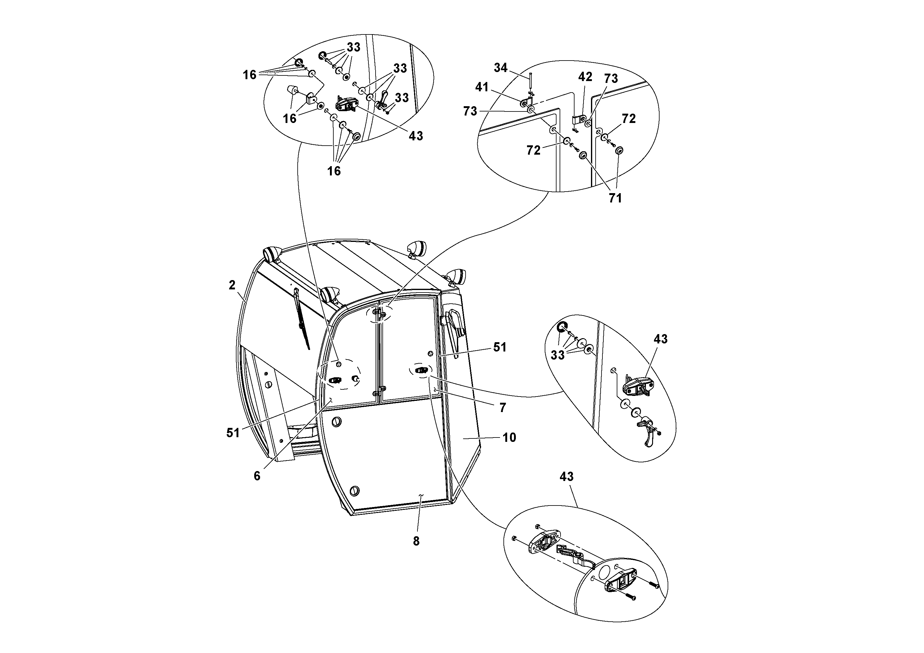 Схема запчастей Volvo SD160DX/SD190/SD200 S/N 197386 - - 47998 Cab Assembly 