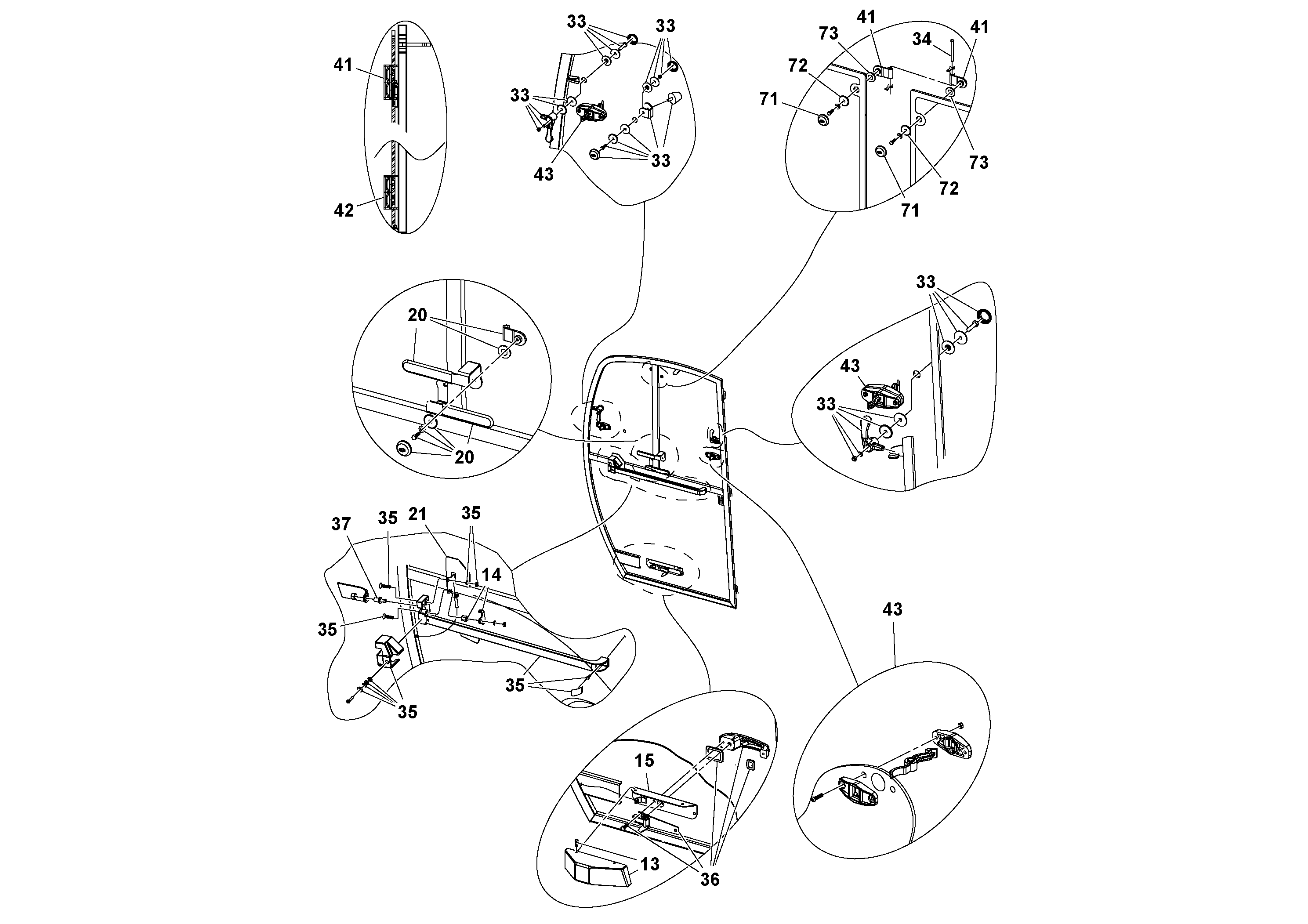 Схема запчастей Volvo SD160DX/SD190/SD200 S/N 197386 - - 93957 Cab Assembly 