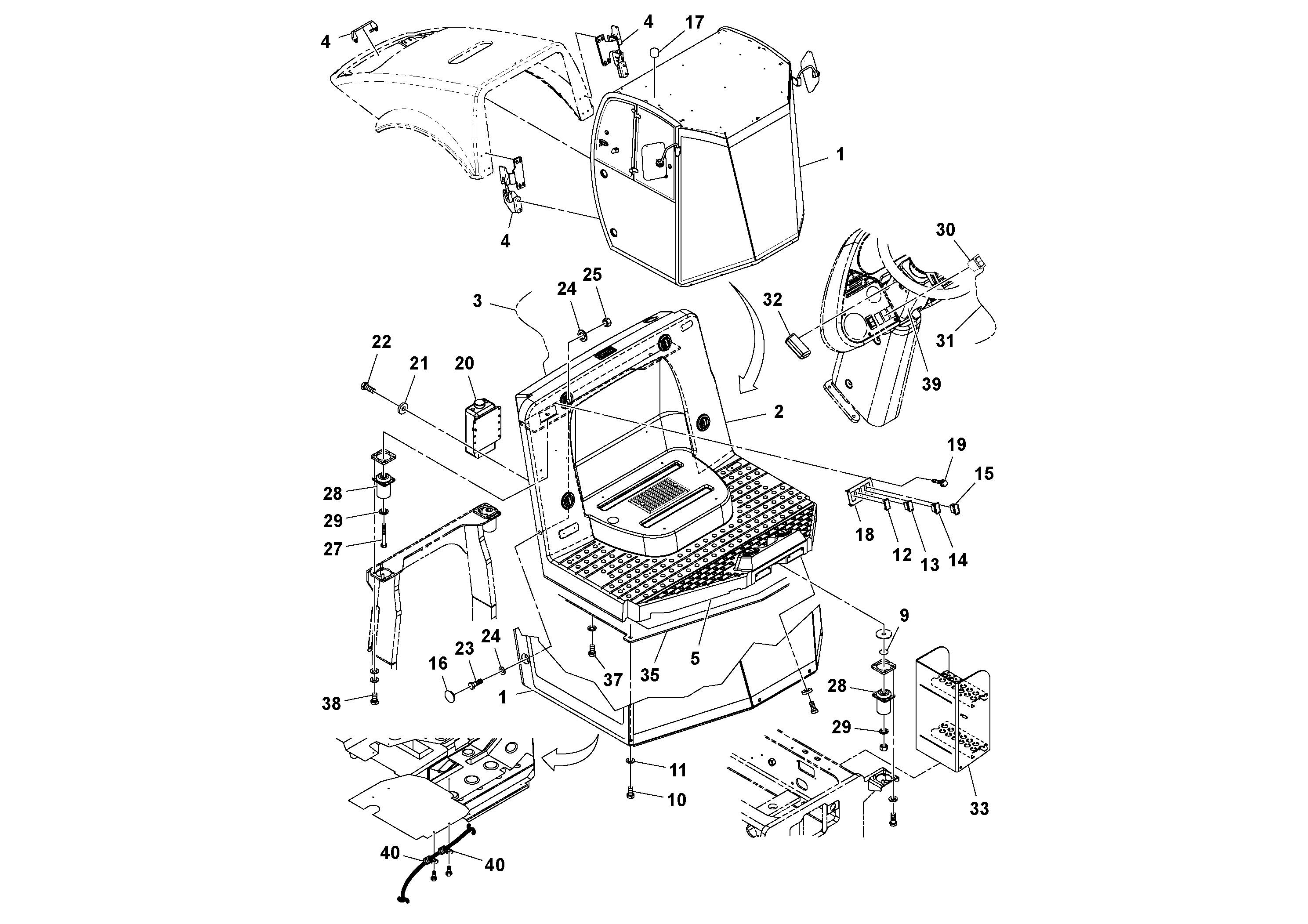 Схема запчастей Volvo SD160DX/SD190/SD200 S/N 197386 - - 97879 Cab With Heat And Air Conditioning 