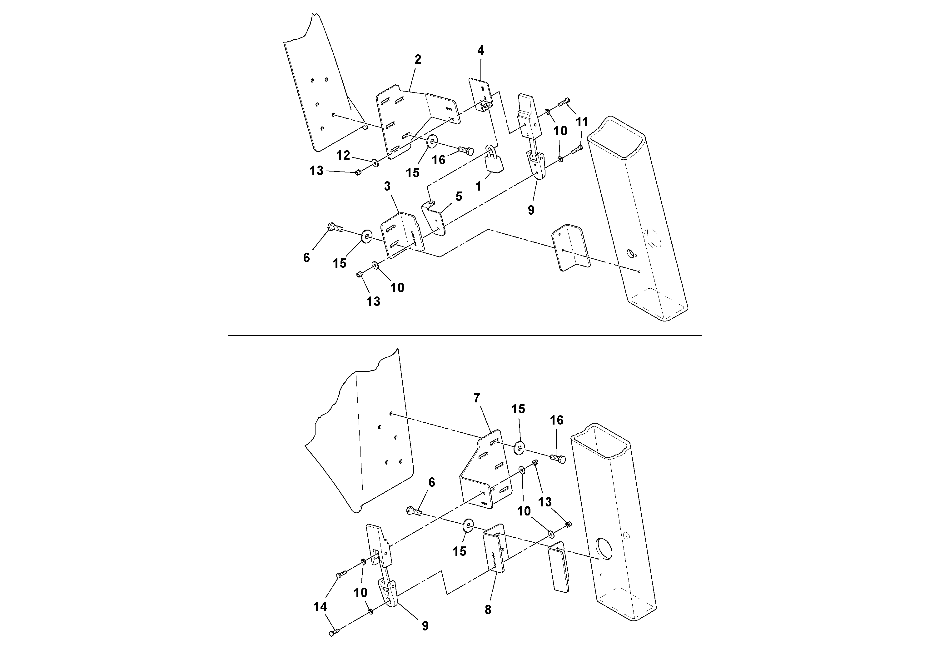 Схема запчастей Volvo SD160DX/SD190/SD200 S/N 197386 - - 99021 ROPS/hood lock installation 