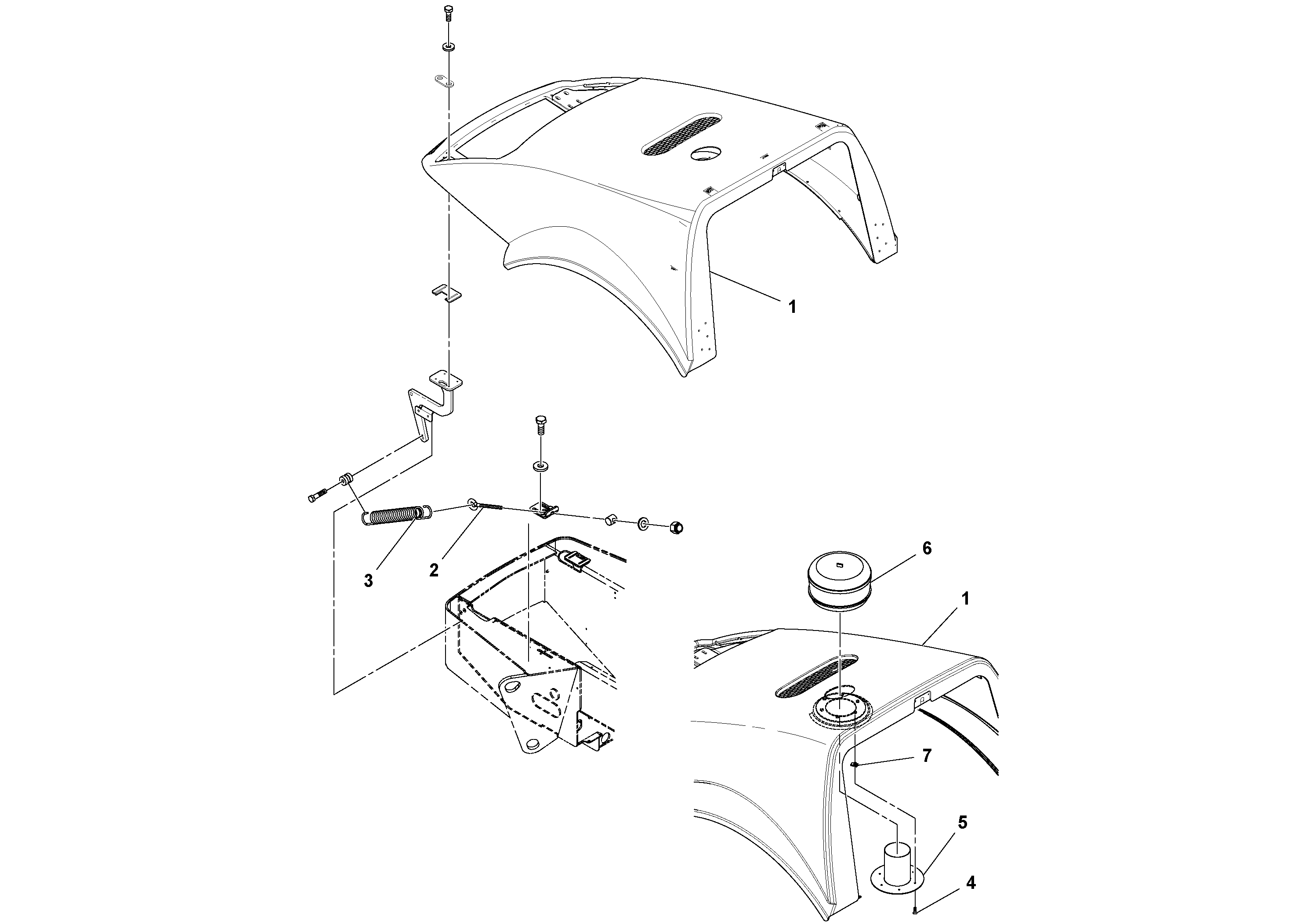 Схема запчастей Volvo SD160DX/SD190/SD200 S/N 197386 - - 87183 Sound Kit With Air Pre-cleaner Installation 