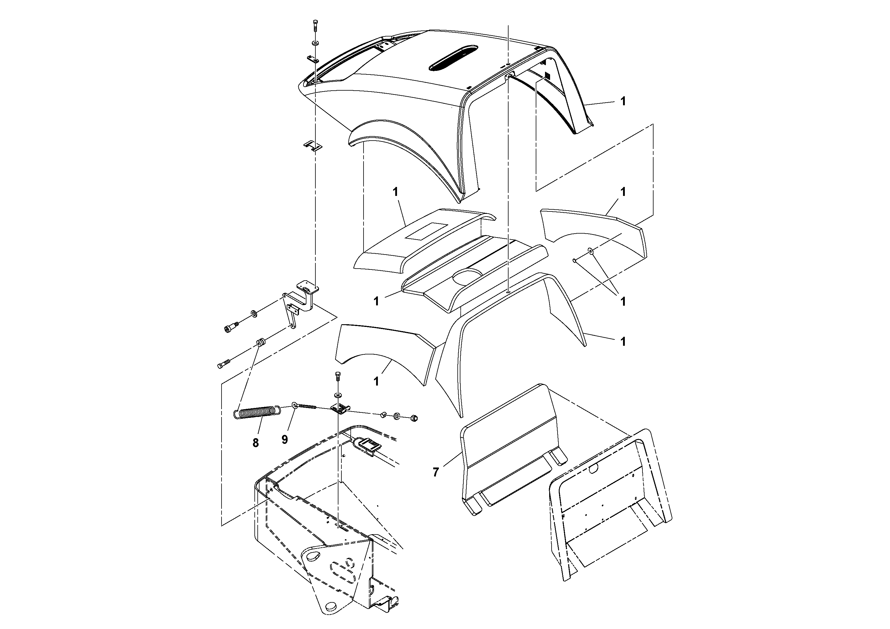Схема запчастей Volvo SD160DX/SD190/SD200 S/N 197386 - - 92381 Sound Kit Without Air Pre-cleaner Installation 