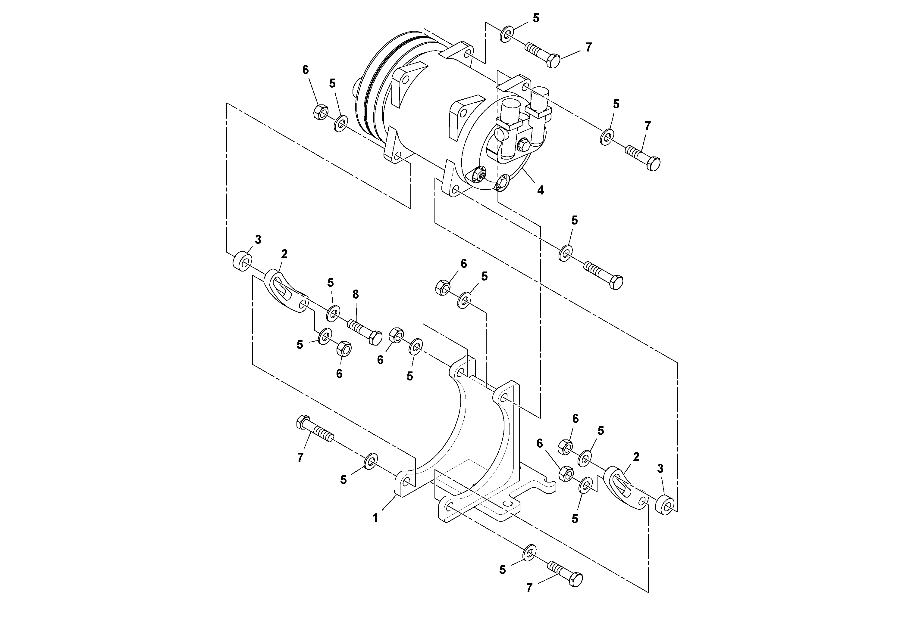 Схема запчастей Volvo SD160DX/SD190/SD200 S/N 197386 - - 94619 Compressor Assembly 