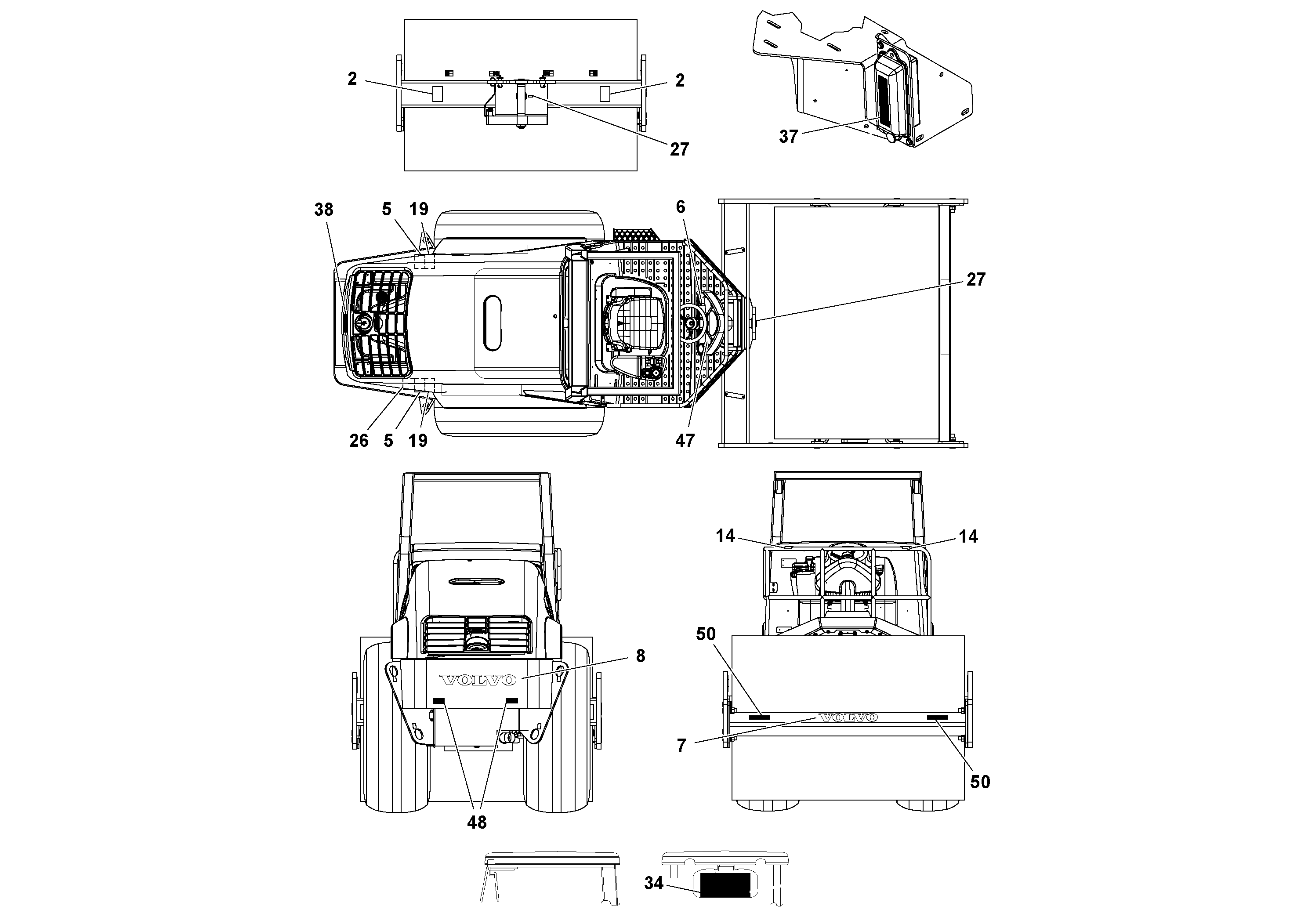 Схема запчастей Volvo SD160DX/SD190/SD200 S/N 197386 - - 96287 Decal Installation 