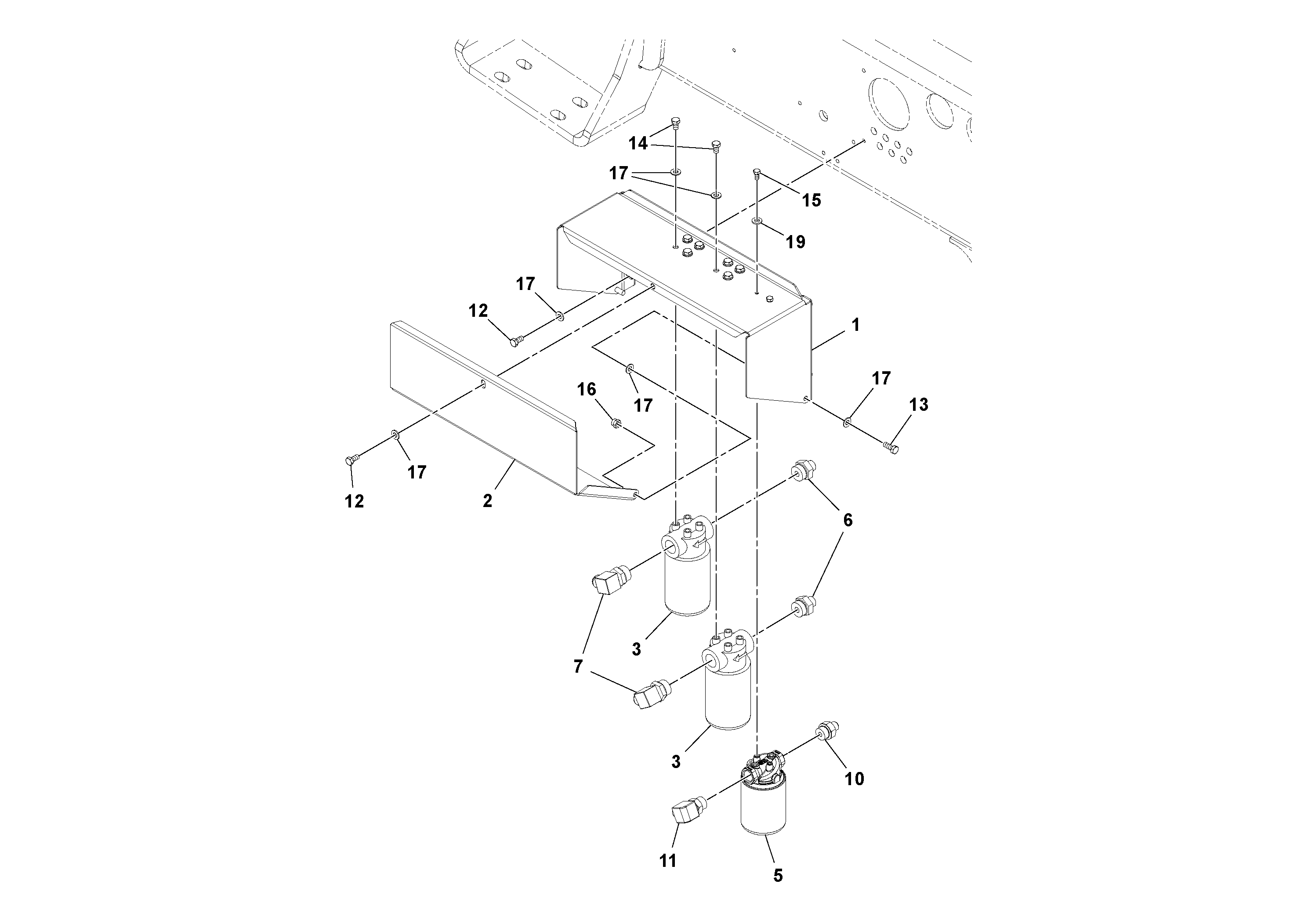 Схема запчастей Volvo SD160DX/SD190/SD200 S/N 197386 - - 91811 Hydraulic Filter Installation 
