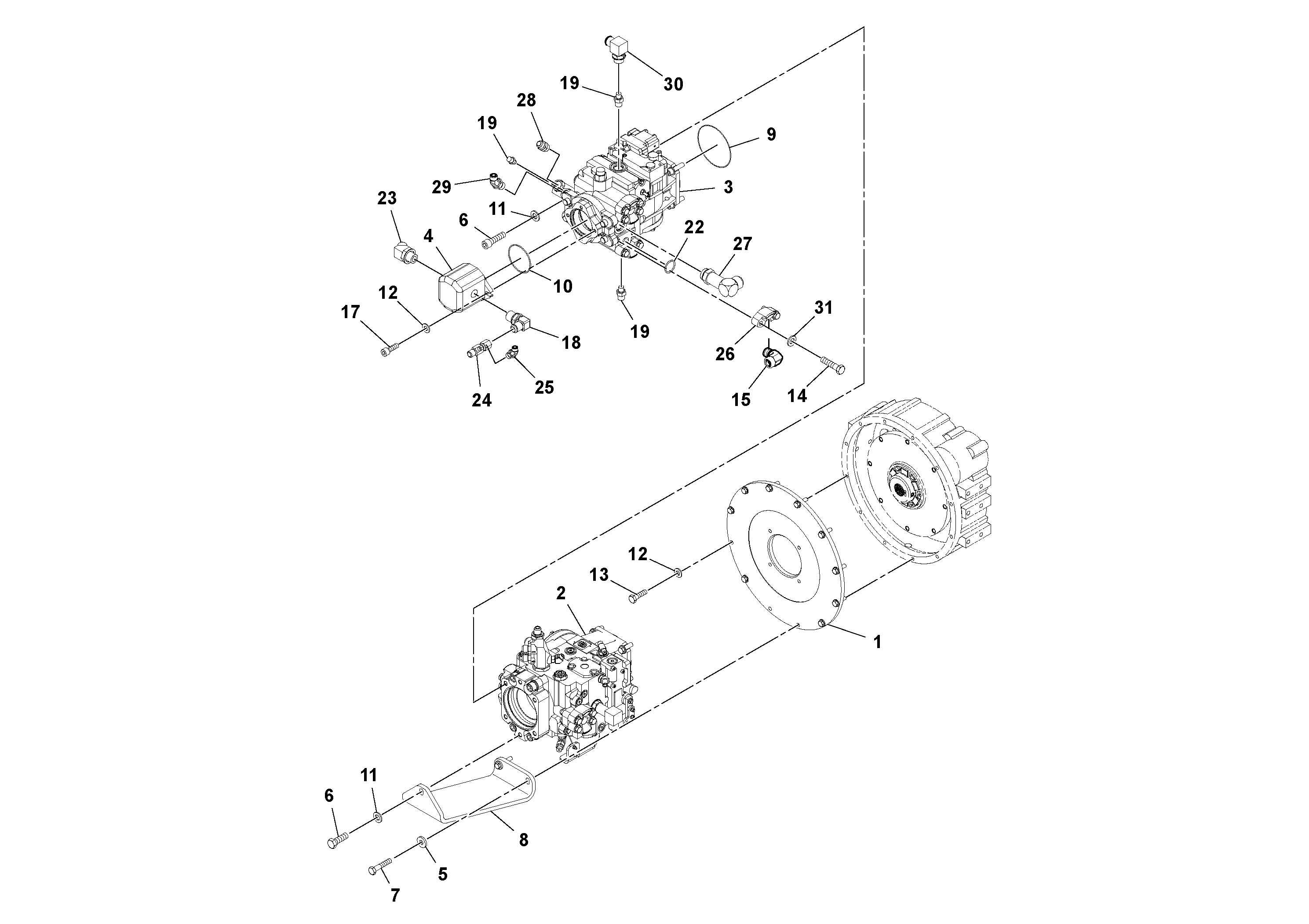 Схема запчастей Volvo SD160DX/SD190/SD200 S/N 197386 - - 96432 Pump Stack Assembly 