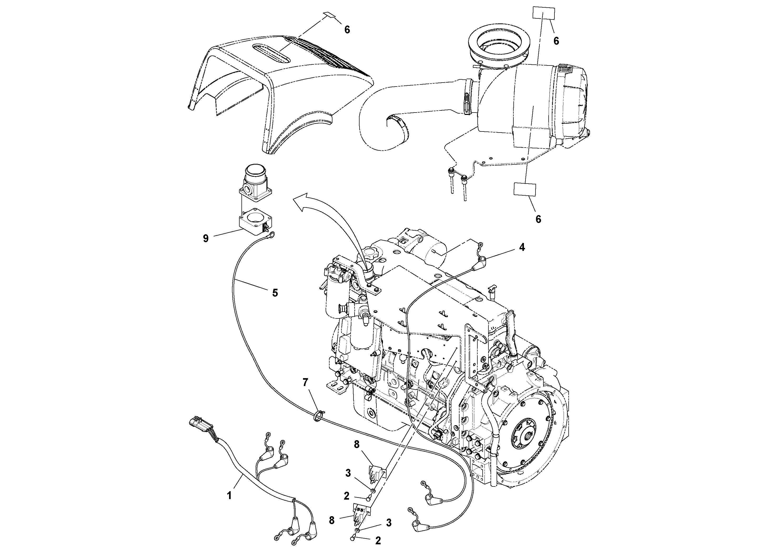 Схема запчастей Volvo SD160DX/SD190/SD200 S/N 197386 - - 98135 Grid Heater Installation 