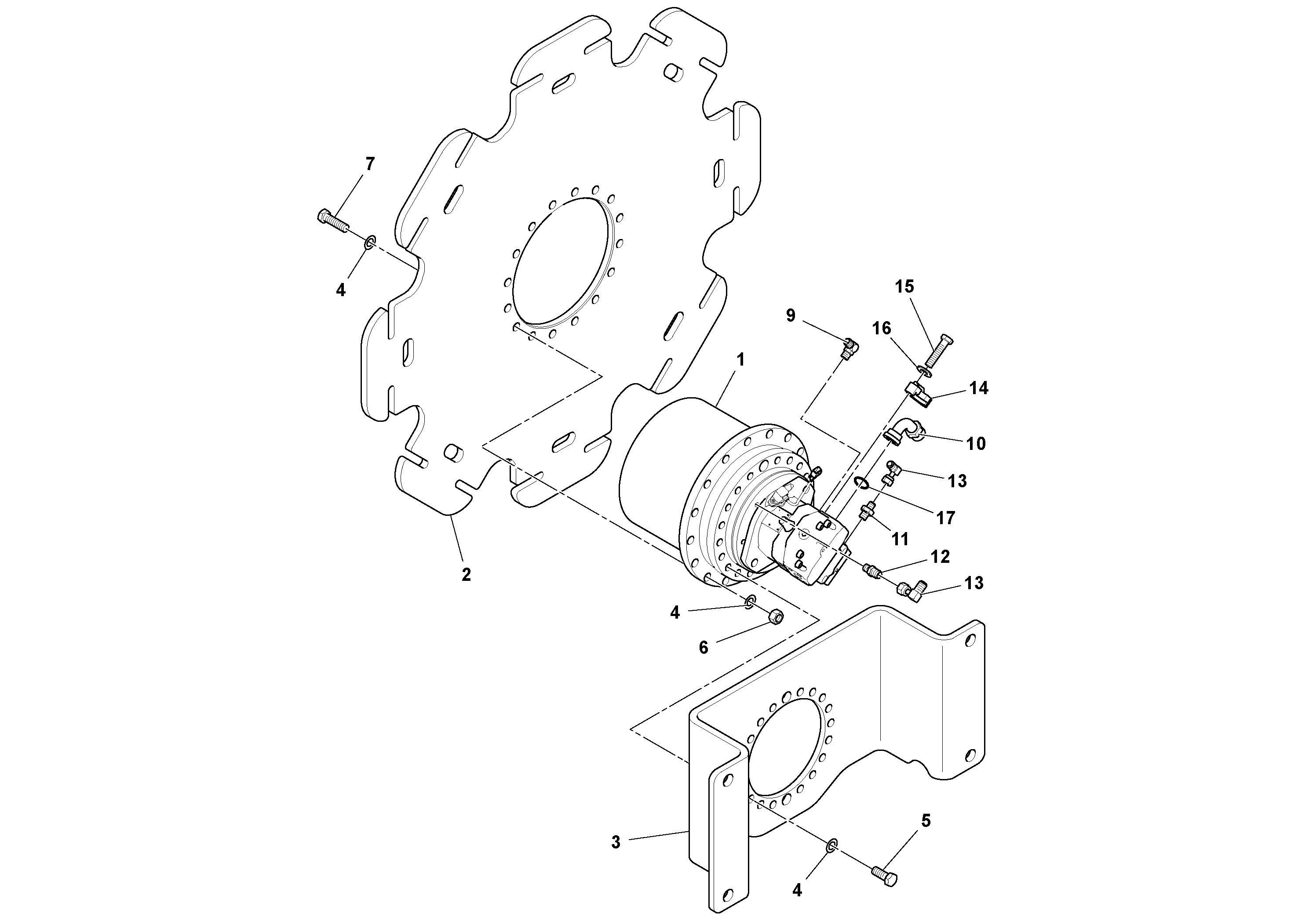 Схема запчастей Volvo SD160DX/SD190/SD200 S/N 197386 - - 106282 Drive Motor Assembly 