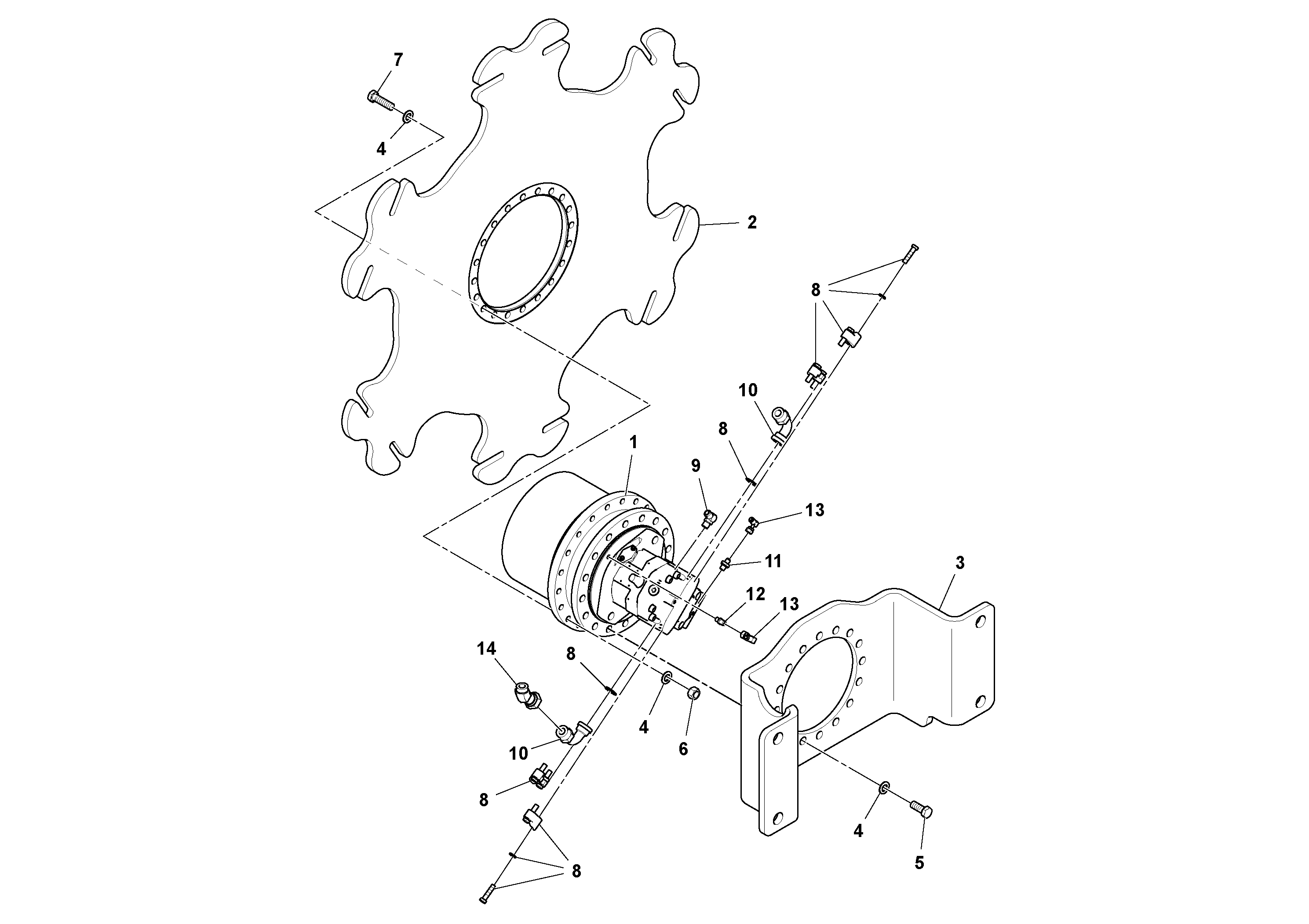 Схема запчастей Volvo SD160DX/SD190/SD200 S/N 197386 - - 87182 Drive Motor Assembly 
