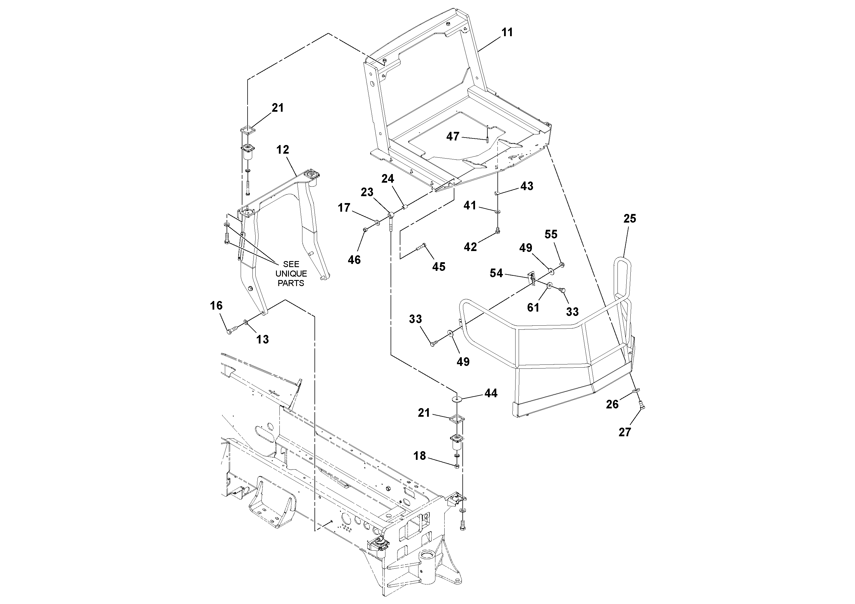 Схема запчастей Volvo SD115D/SD115F S/N 23273 - - 74133 Pre-ROPS Installation 