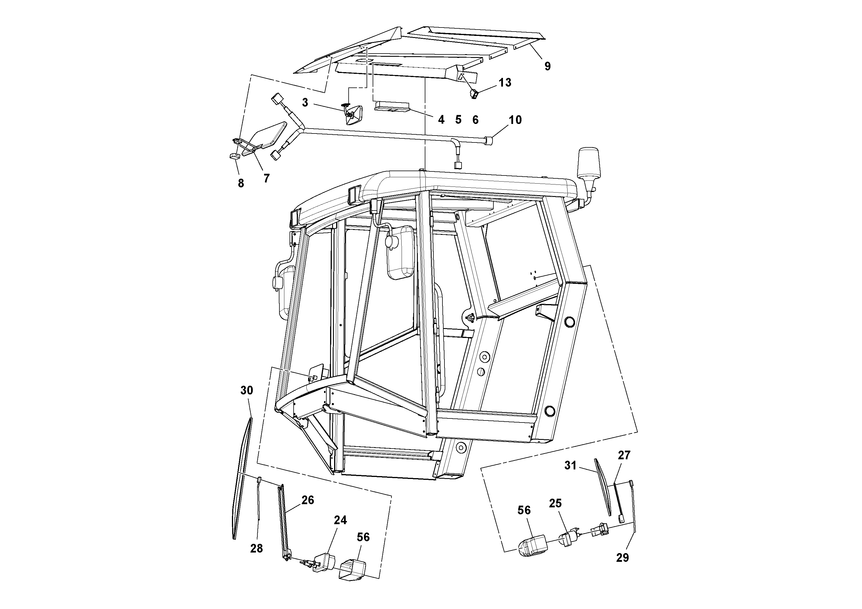 Схема запчастей Volvo SD115D/SD115F S/N 23273 - - 74577 Cab Assembly 