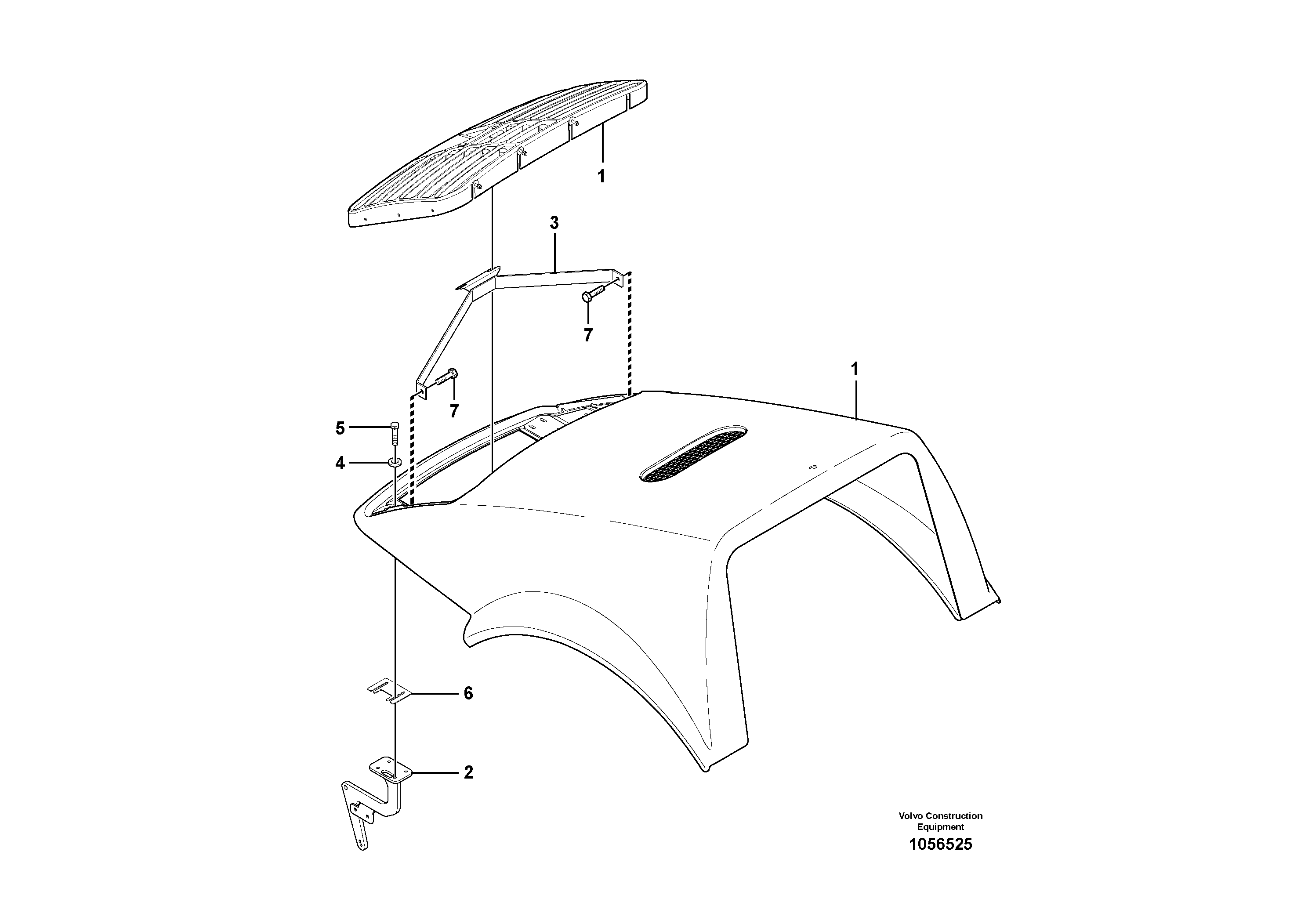 Схема запчастей Volvo SD115D/SD115F S/N 23273 - - 75109 Hood Installation 