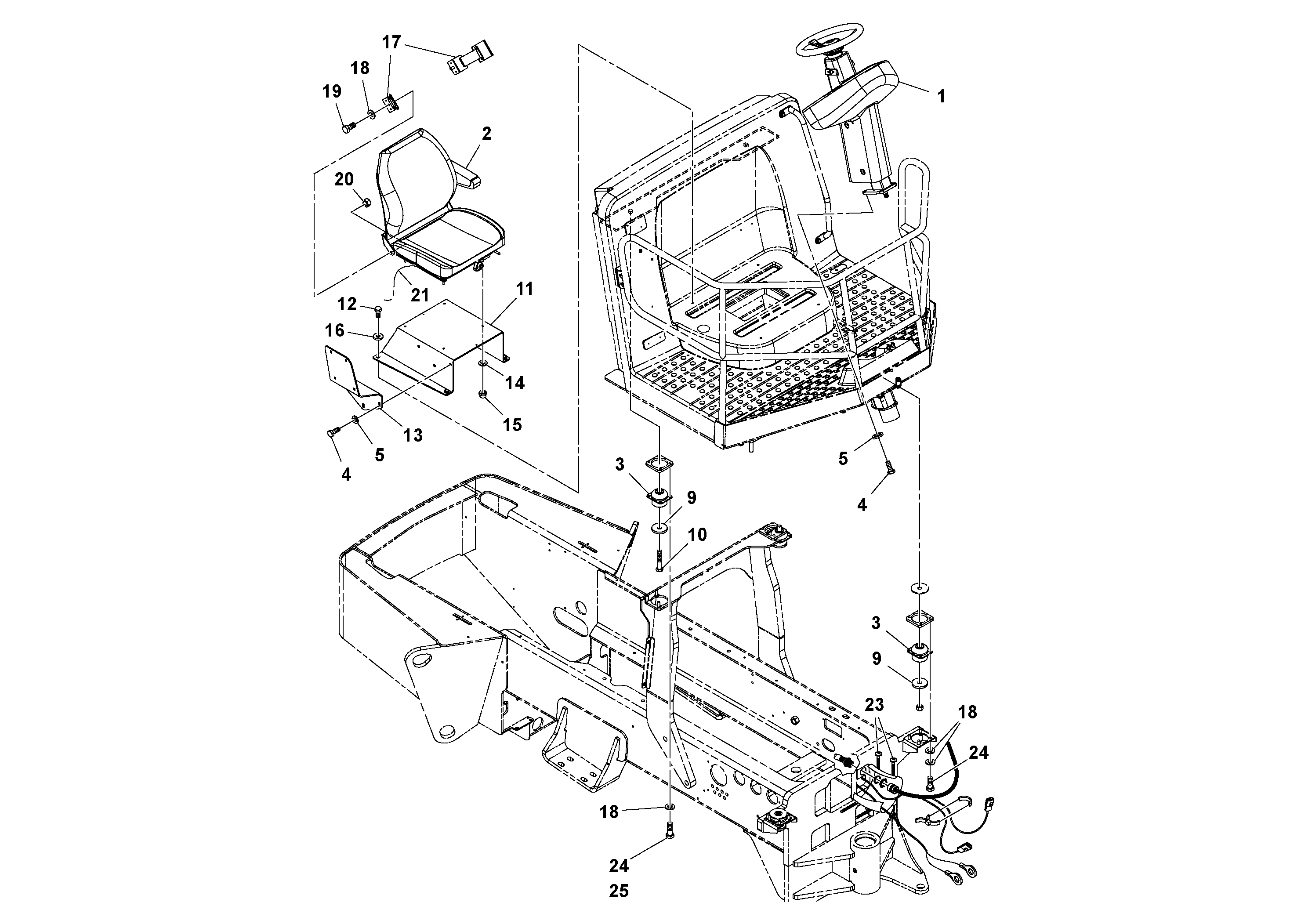 Схема запчастей Volvo SD115D/SD115F S/N 23273 - - 106866 Pedestal And Seat Installation 