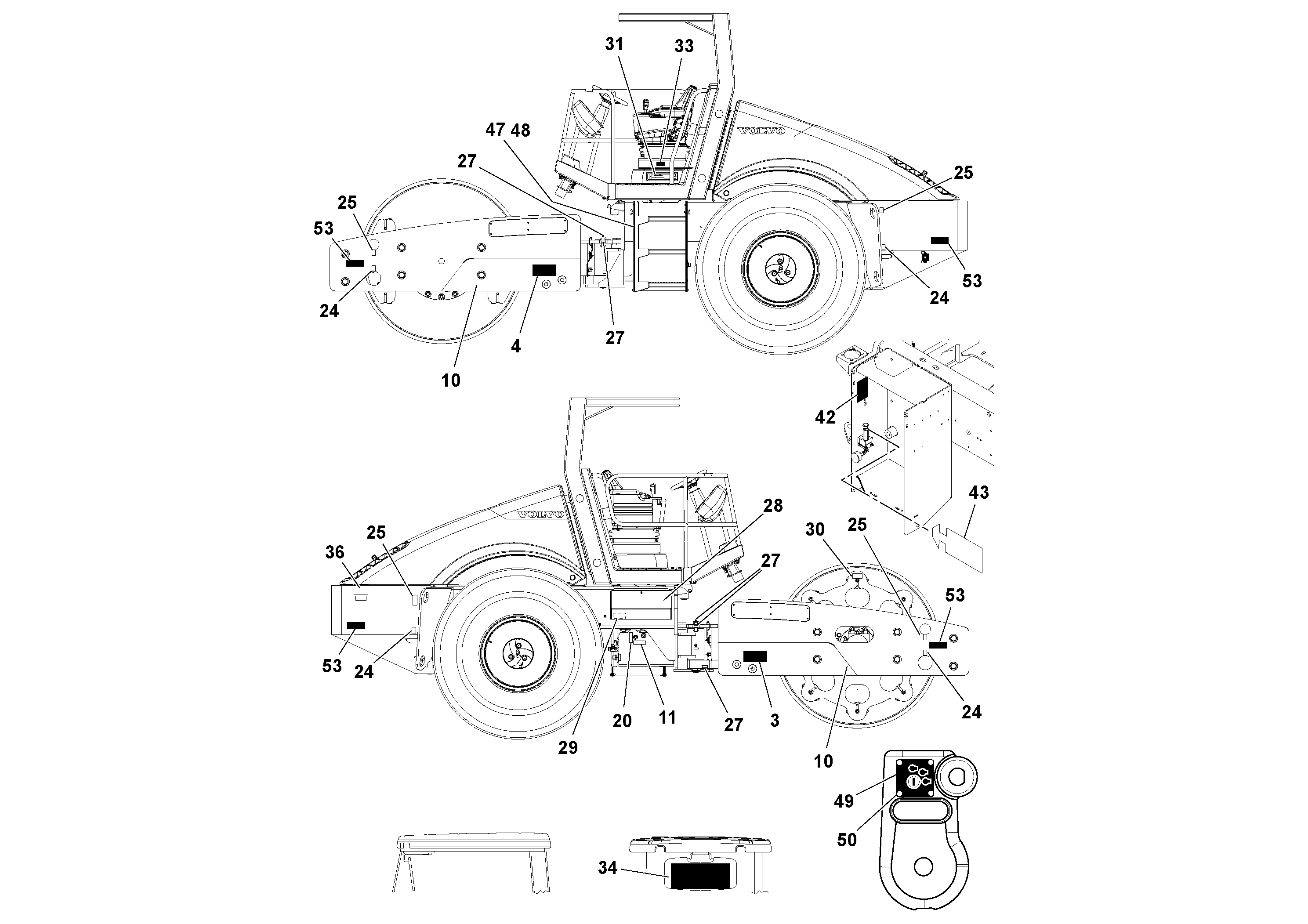 Схема запчастей Volvo SD115D/SD115F S/N 23273 - - 68534 Decal Installation 