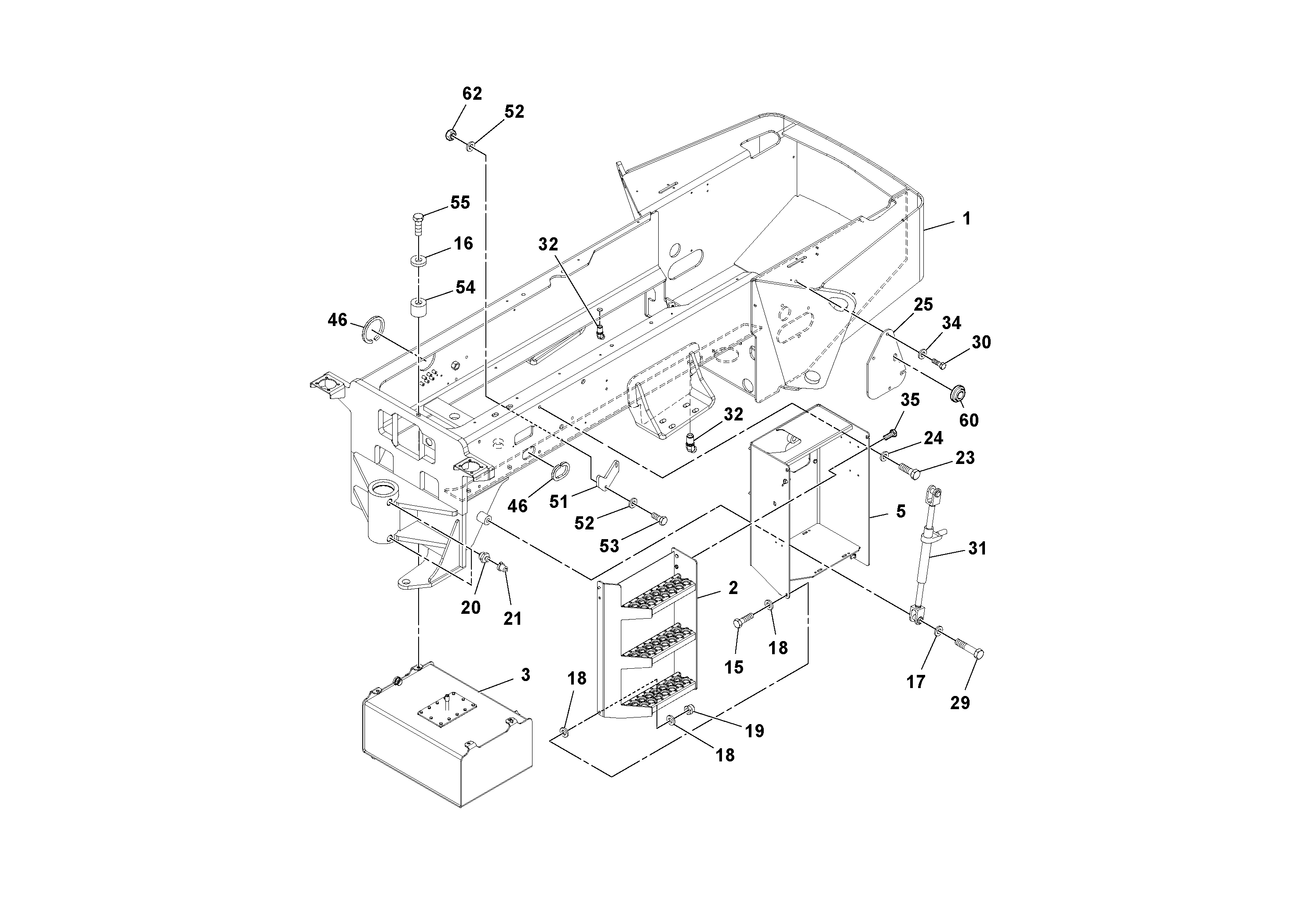 Схема запчастей Volvo SD115D/SD115F S/N 23273 - - 100059 Rear Frame Installation 